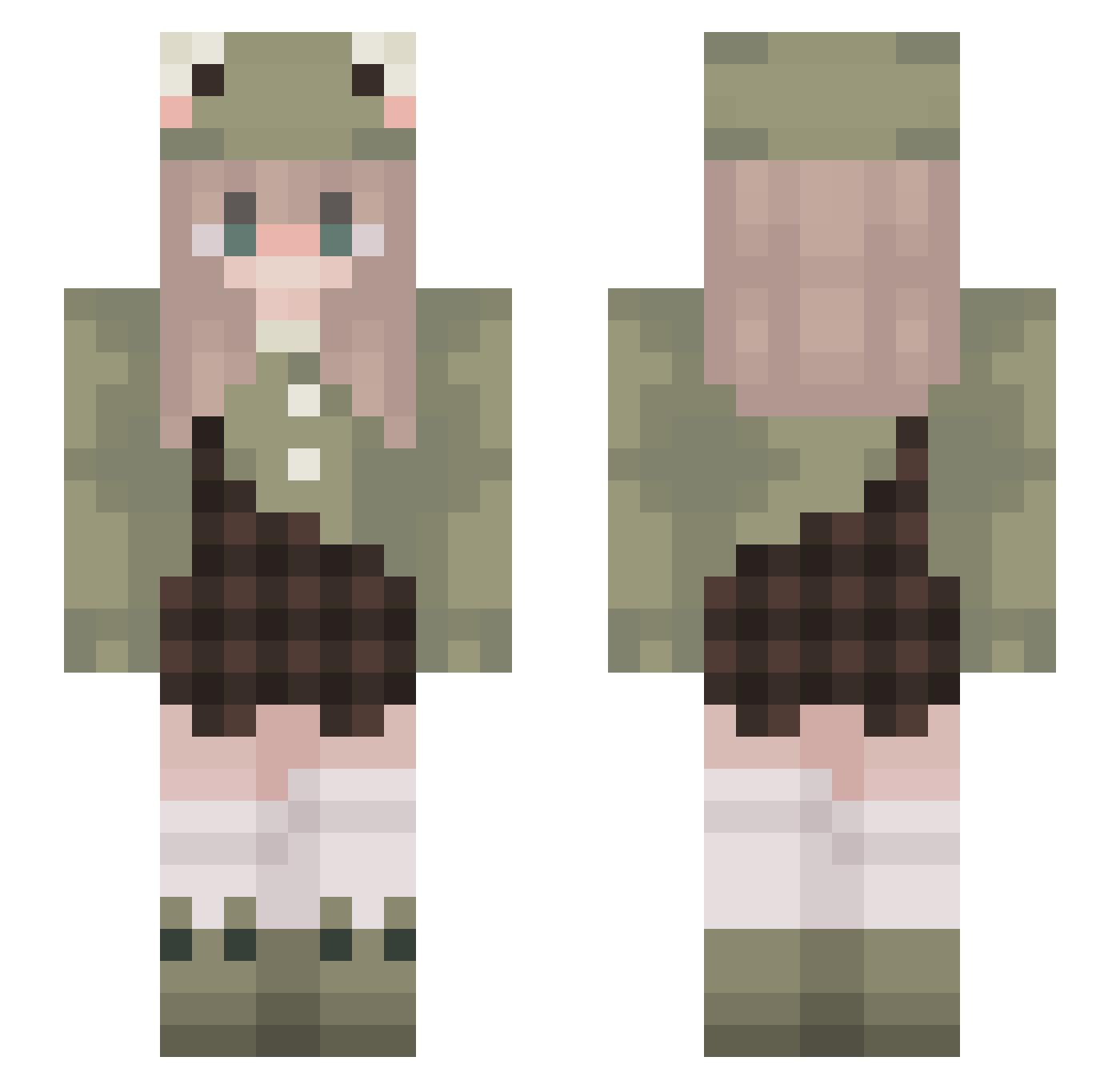 Sporeling Minecraft skin, front and back view