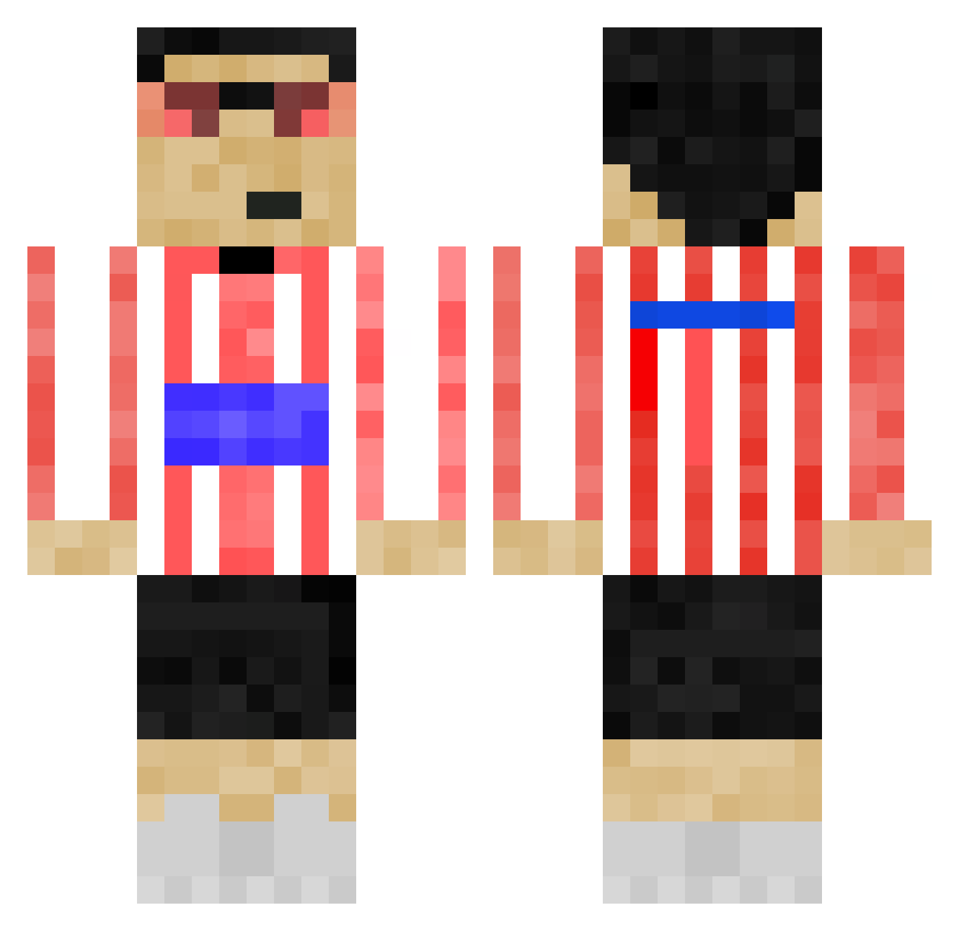 Cajonero Minecraft skin, front and back view