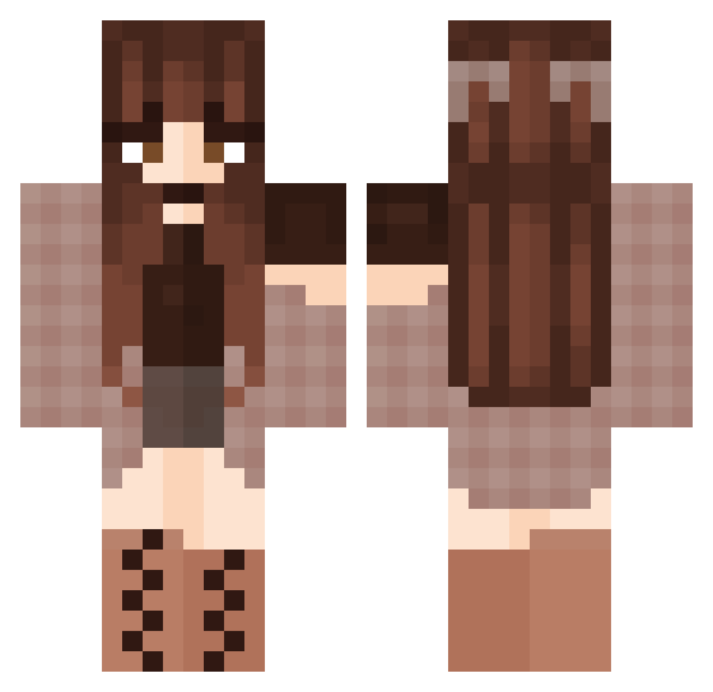 Misakaw3 Minecraft skin, front and back view