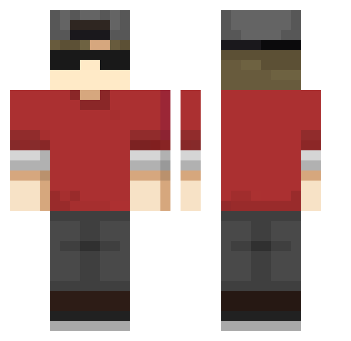 Tillfx1 Minecraft skin, front and back view