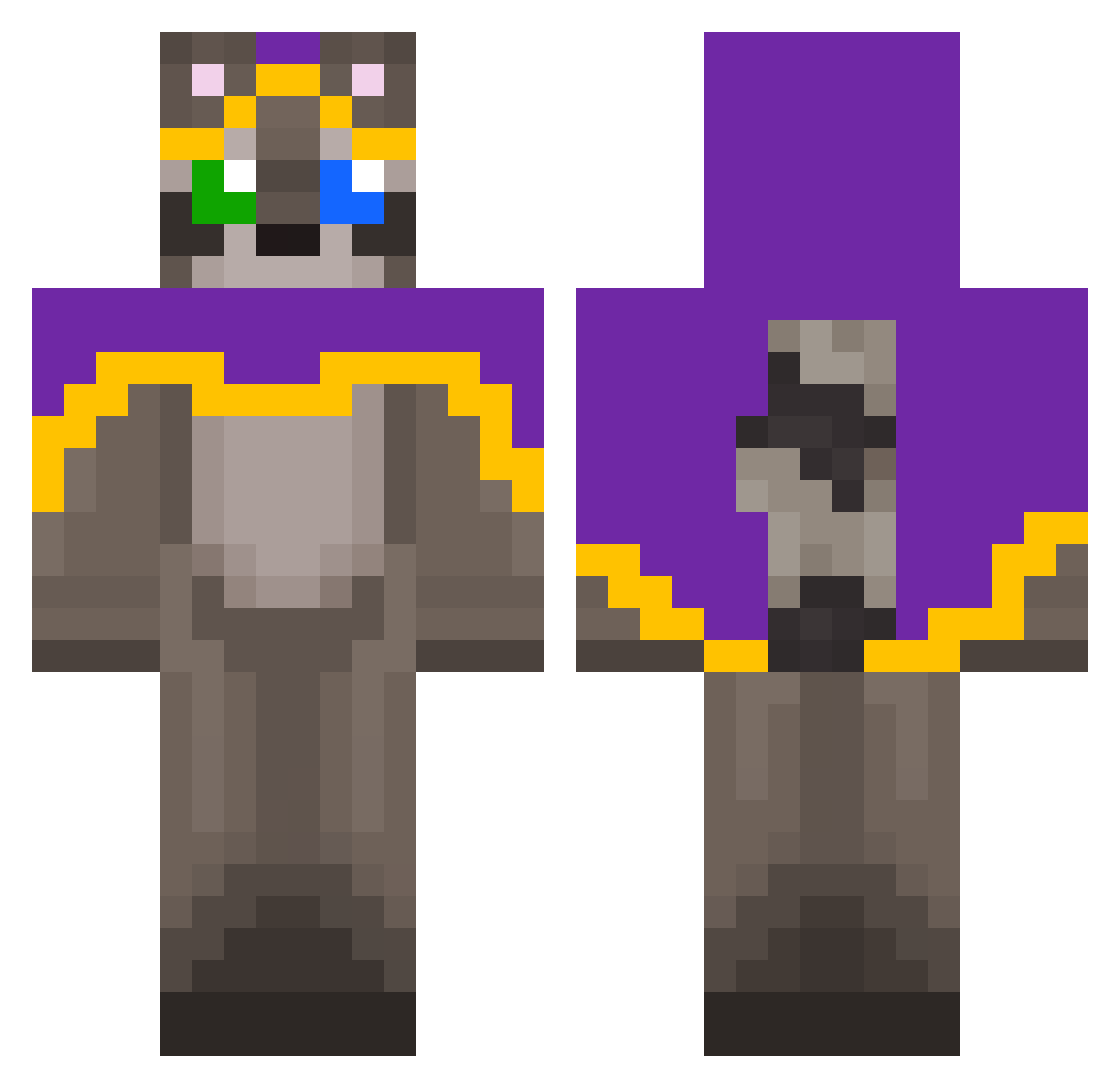 Domino111 Minecraft skin, front and back view