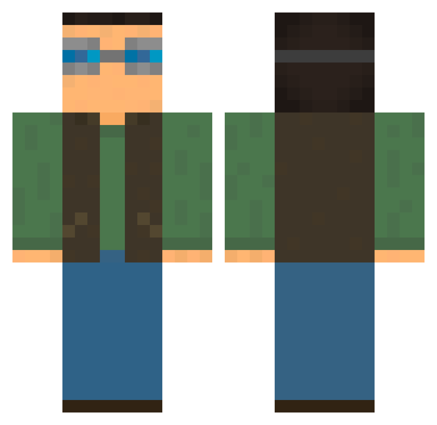 MigWTbit Minecraft skin, front and back view