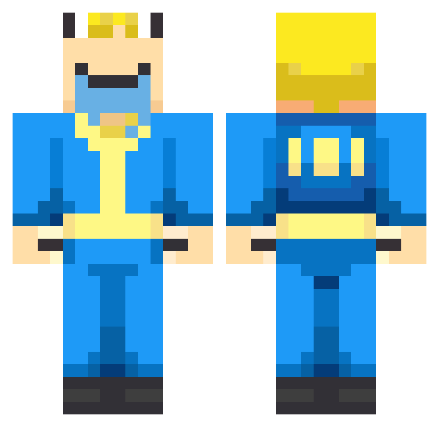 XDIVEOS Minecraft skin, front and back view