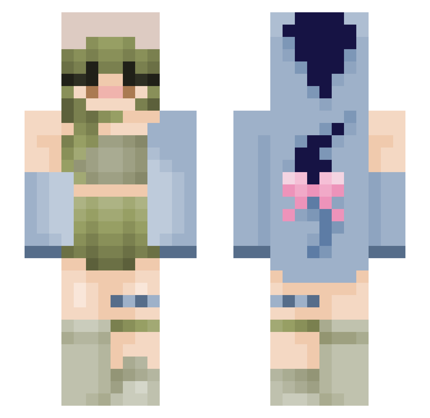 TortoiseGirl133 Minecraft skin, front and back view