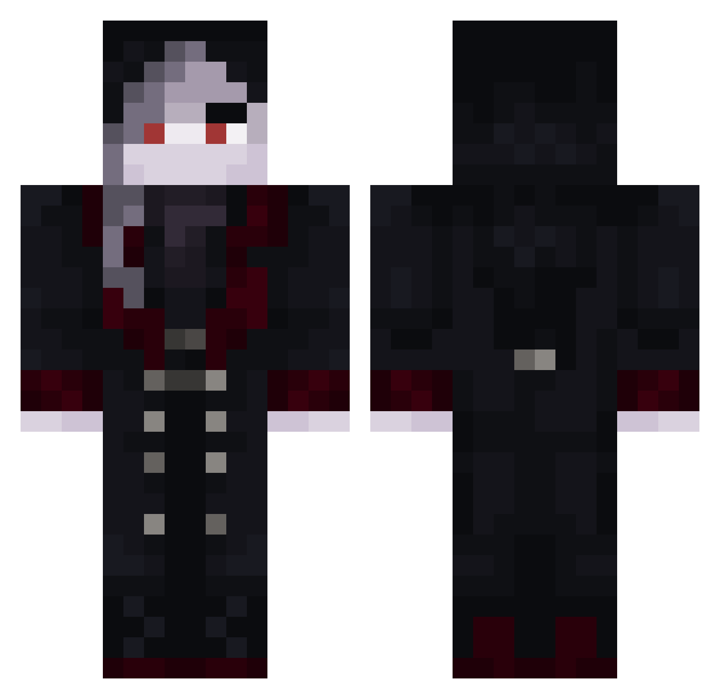 D3m0nly Minecraft skin, front and back view