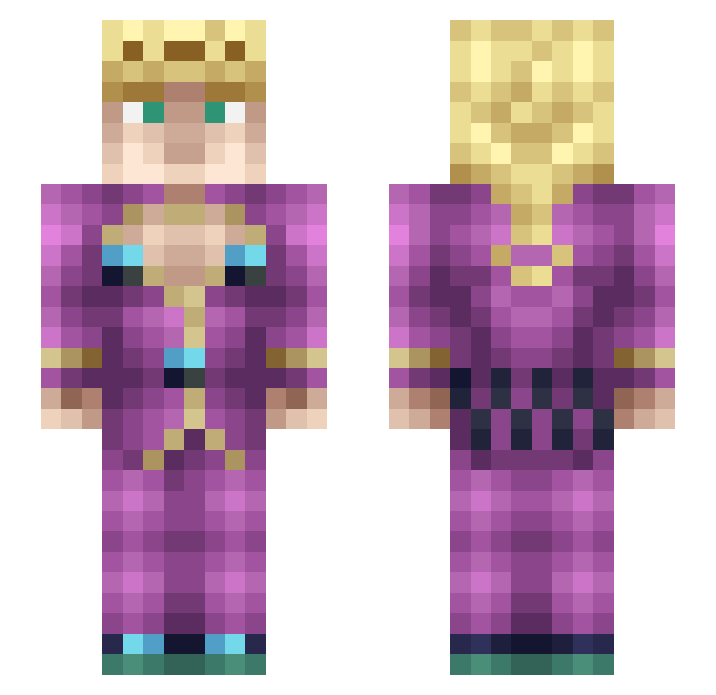 CaptainH Minecraft skin, front and back view