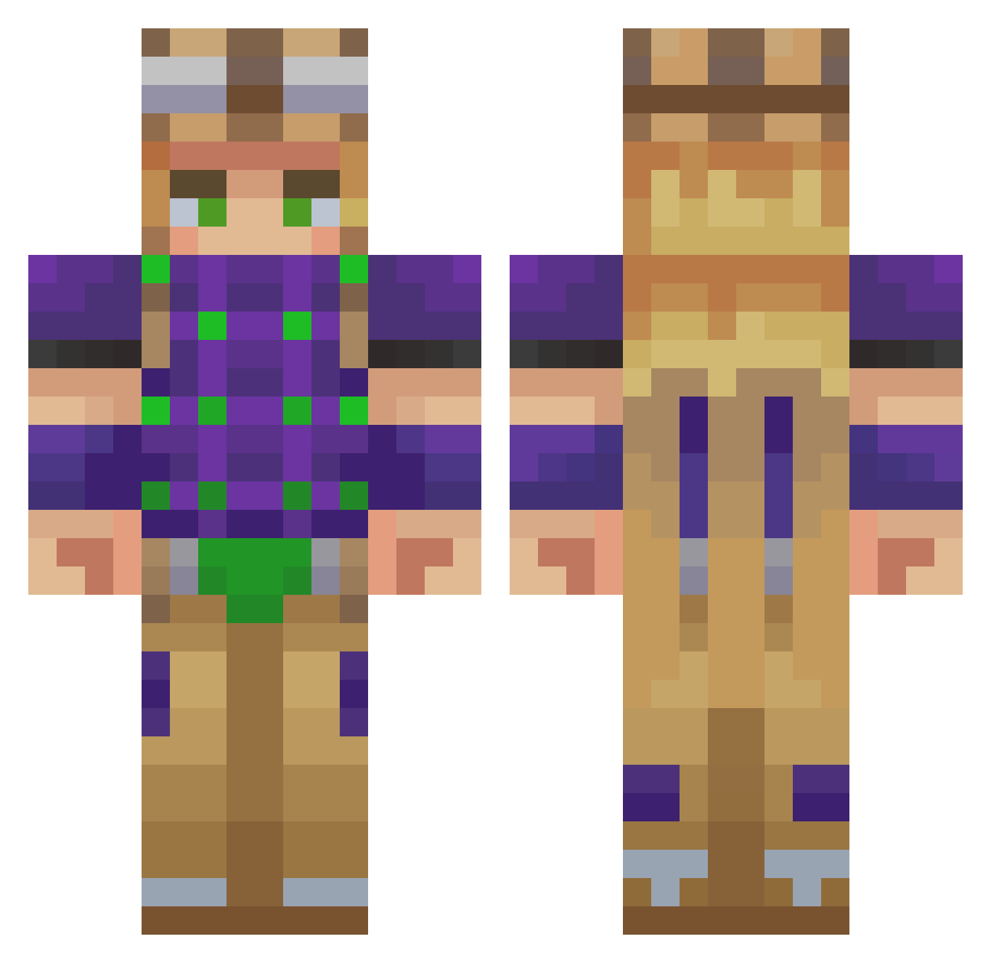 SadRaccoon16 Minecraft skin, front and back view