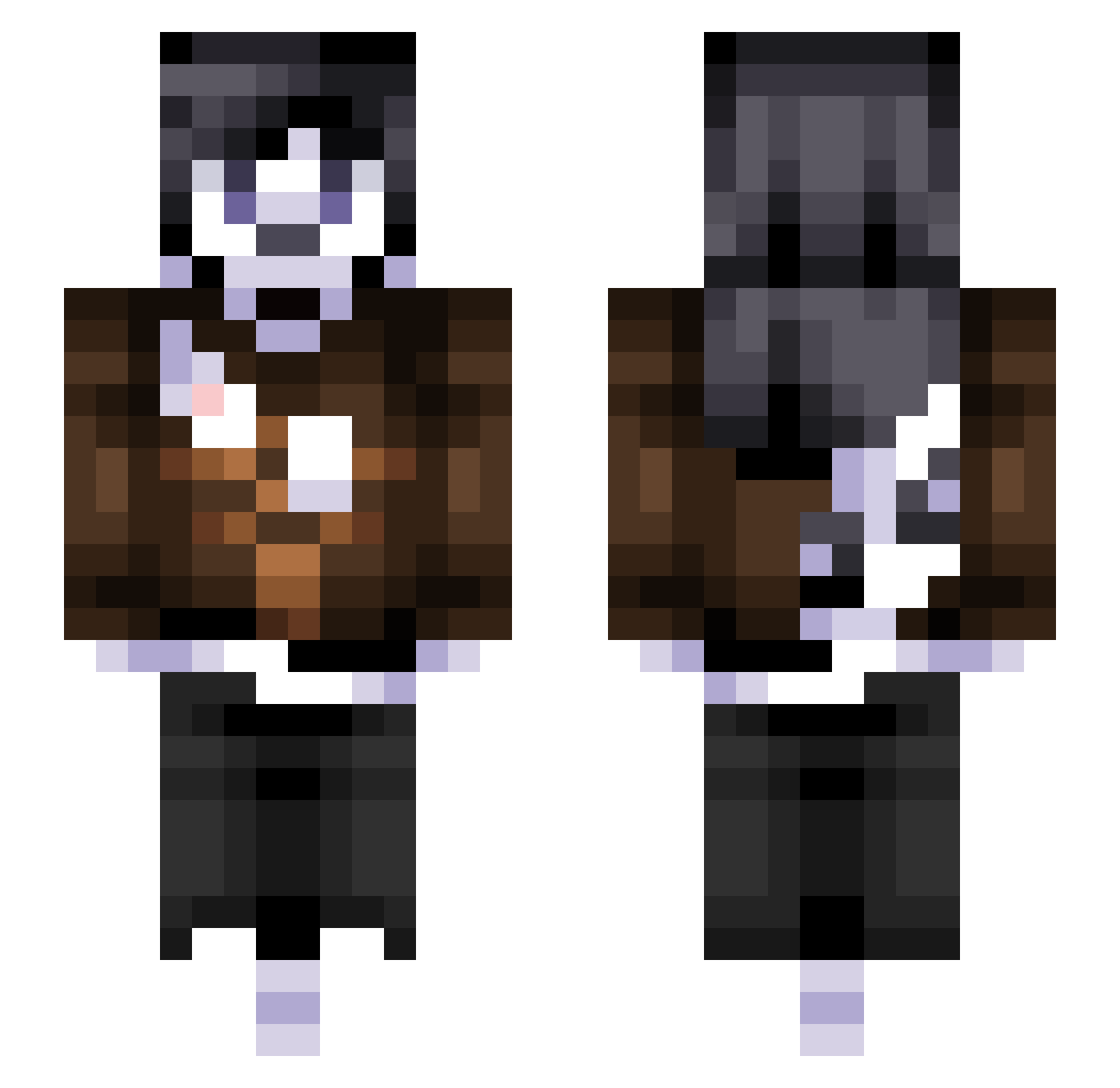 Snepunny Minecraft skin, front and back view