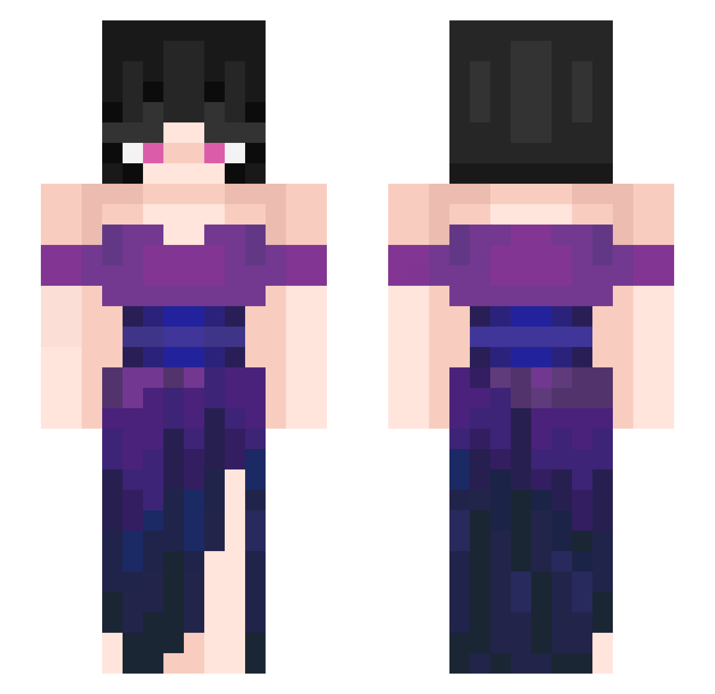 NotPaps Minecraft skin, front and back view