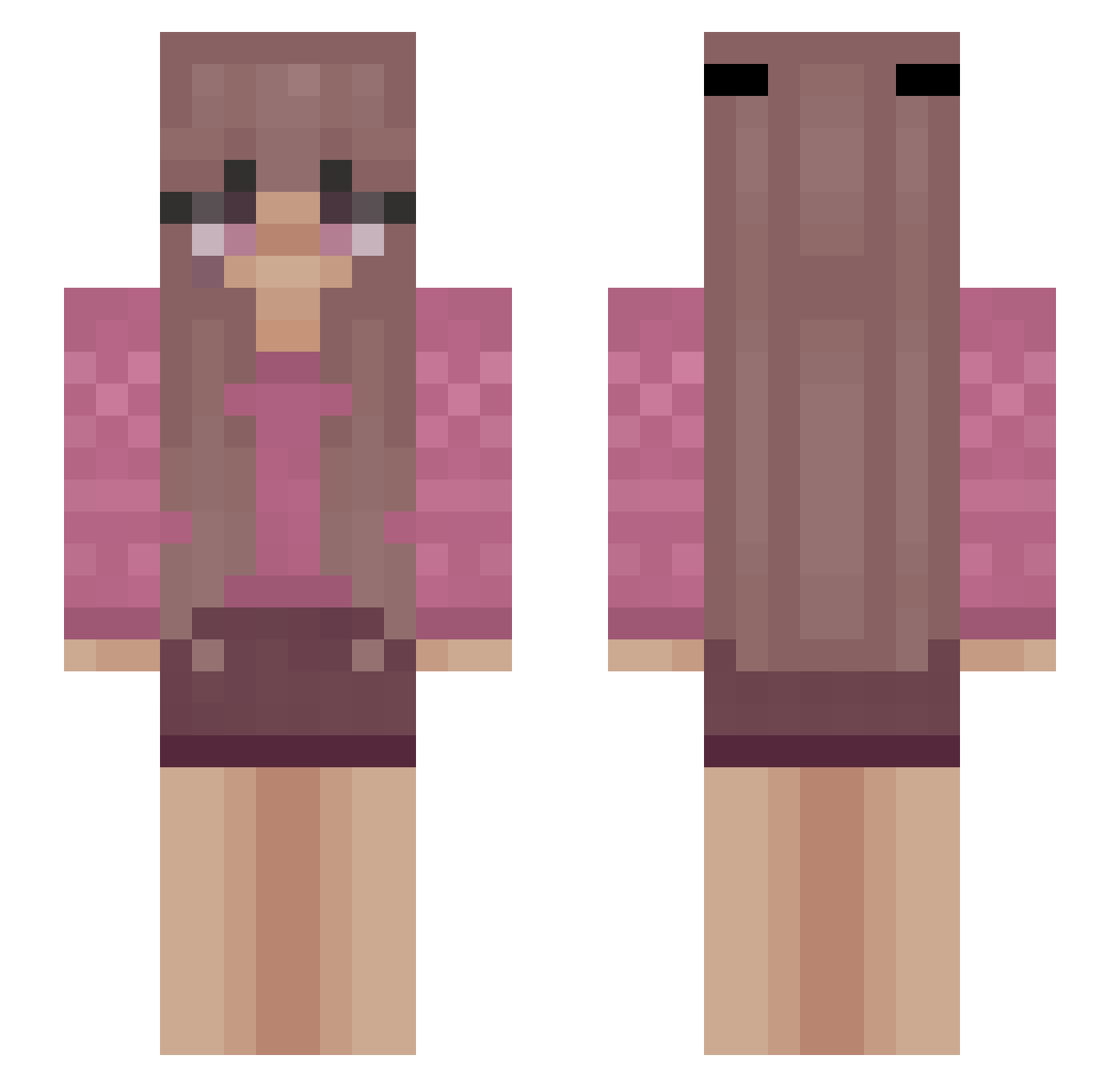 phiaflops Minecraft skin, front and back view