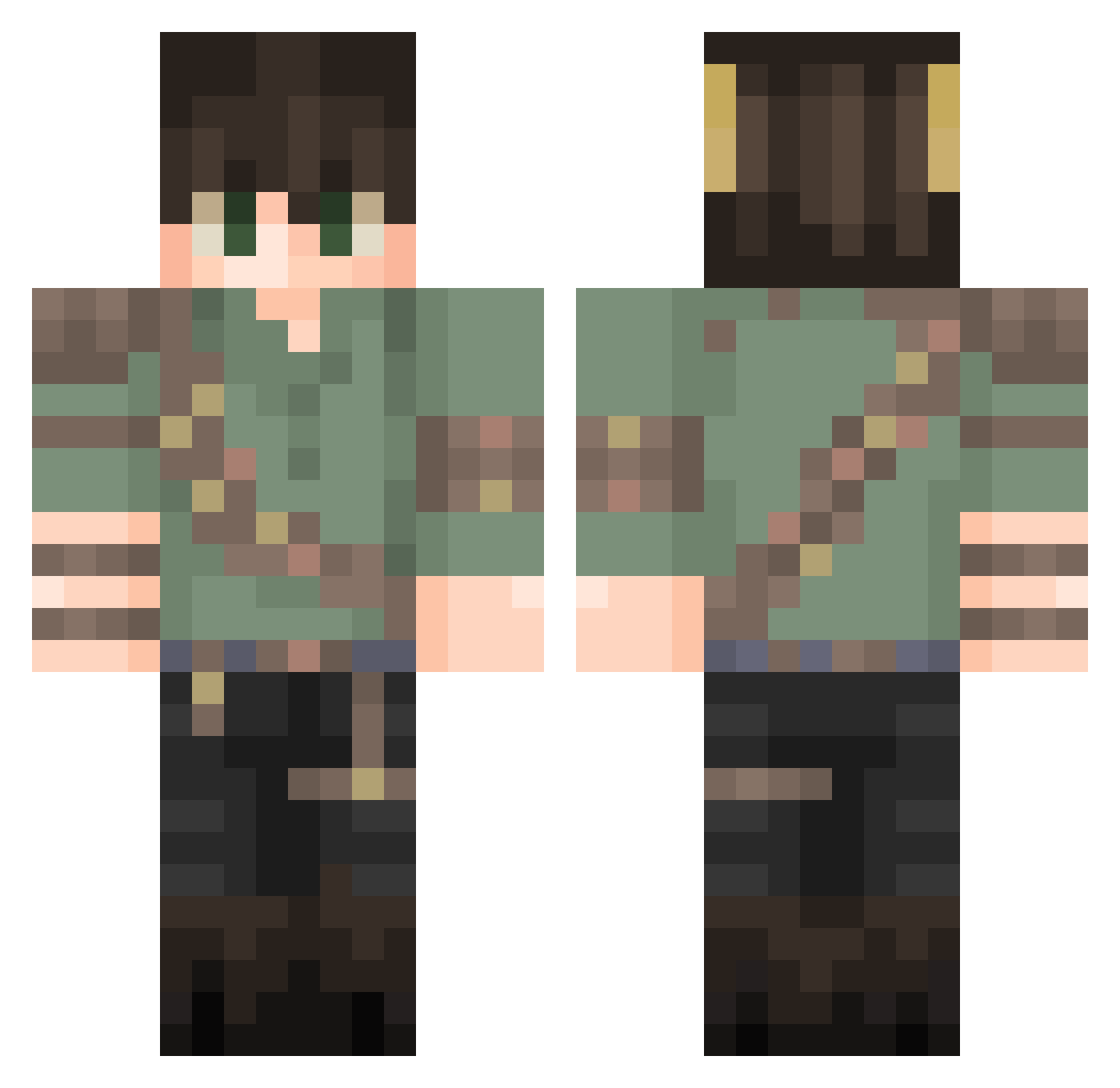pyrocitric Minecraft skin, front and back view
