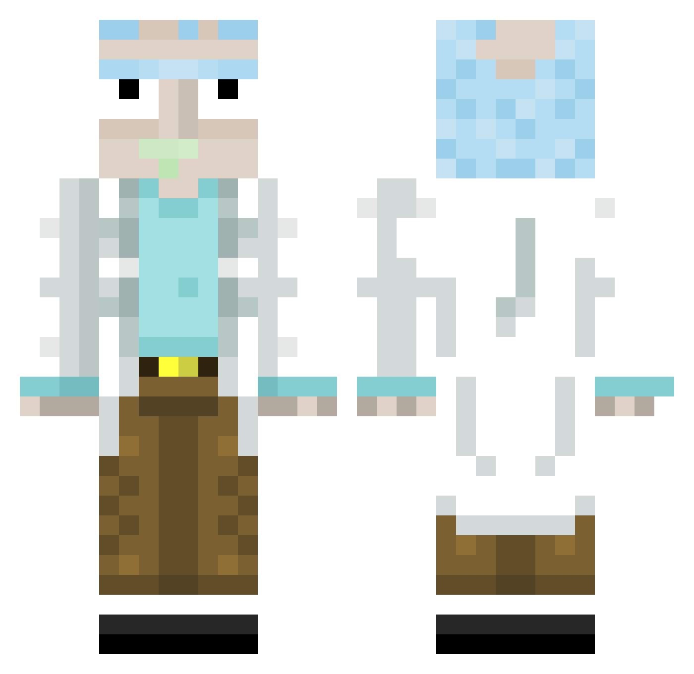Coulorookie Minecraft skin, front and back view
