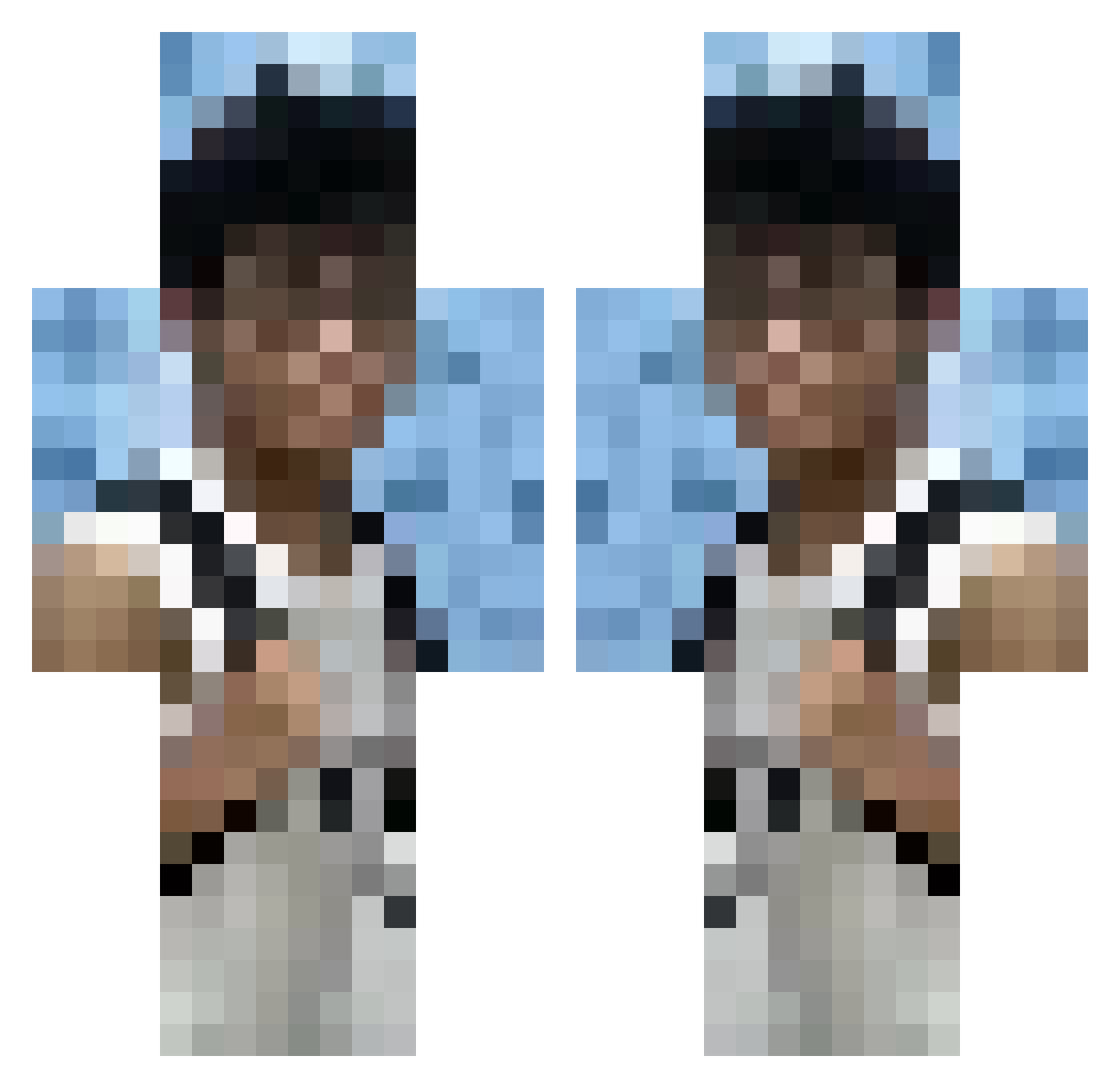 yuandmee Minecraft skin, front and back view