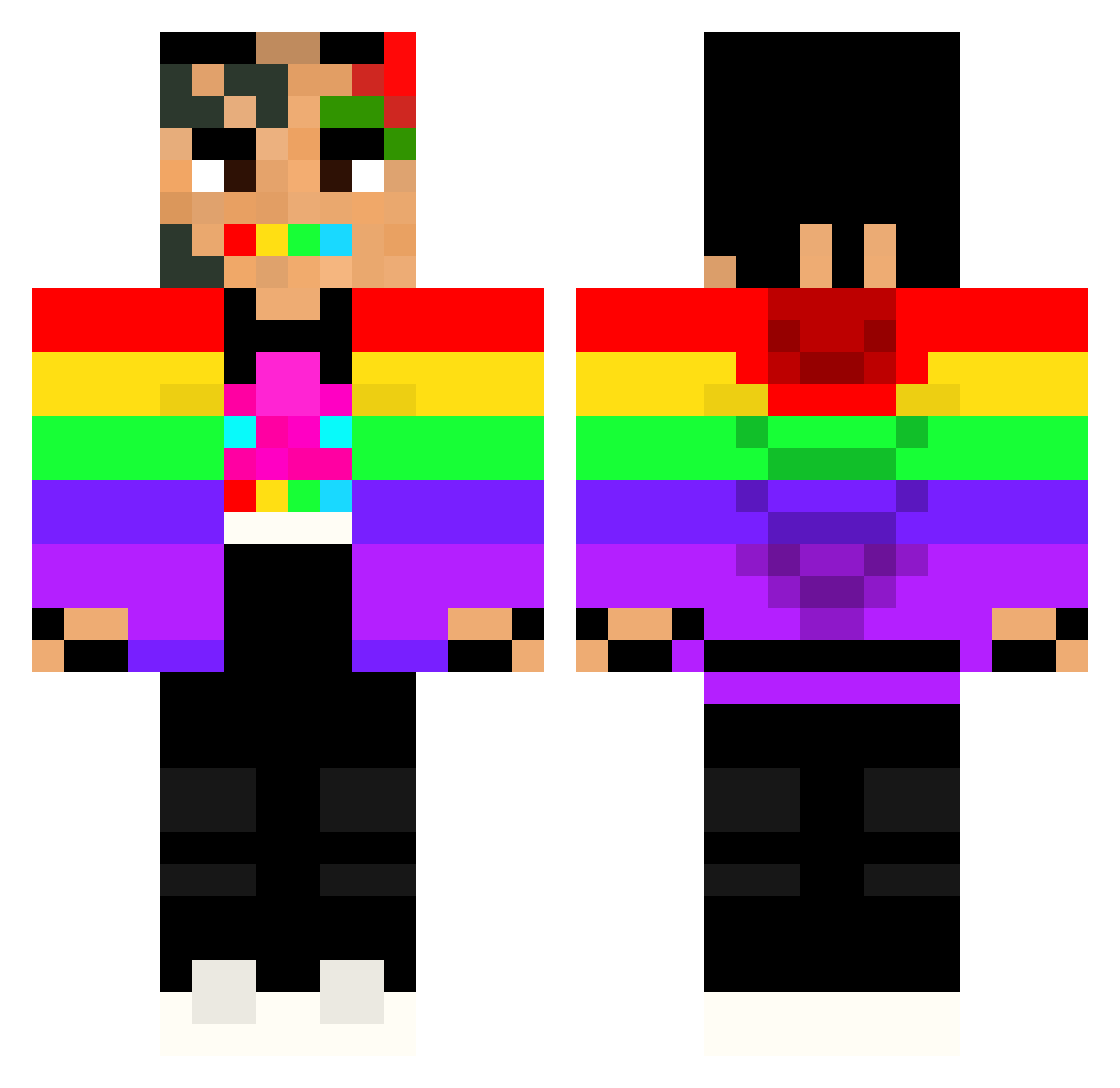 Hamelo Minecraft skin, front and back view