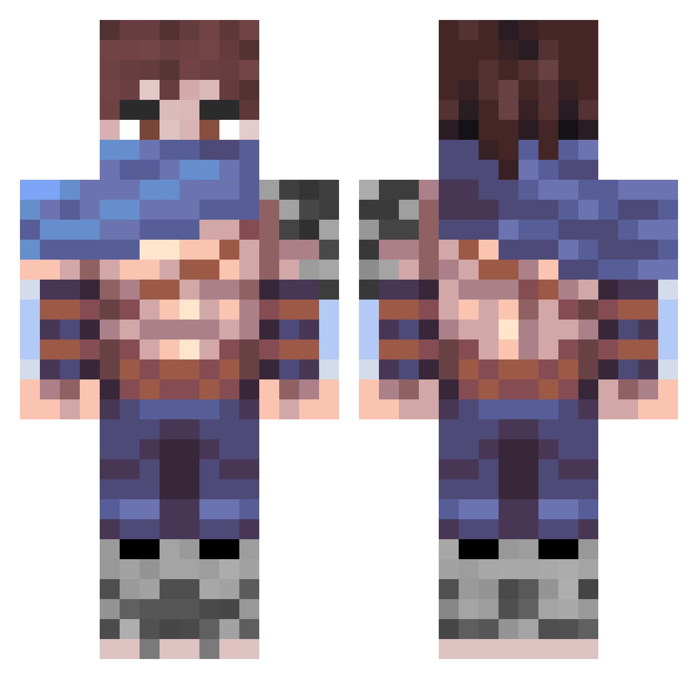 Splattzz Minecraft skin, front and back view