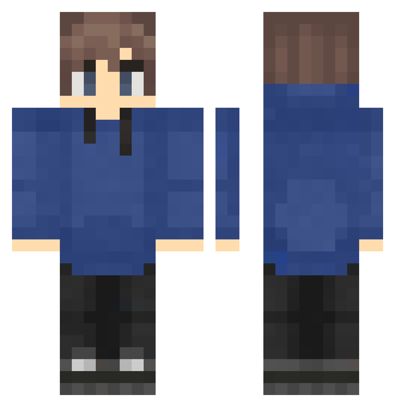 Skitez Minecraft skin, front and back view