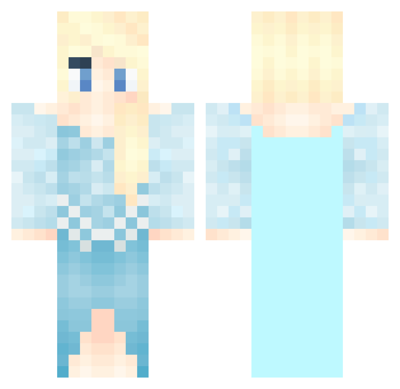 Alienor Minecraft skin, front and back view
