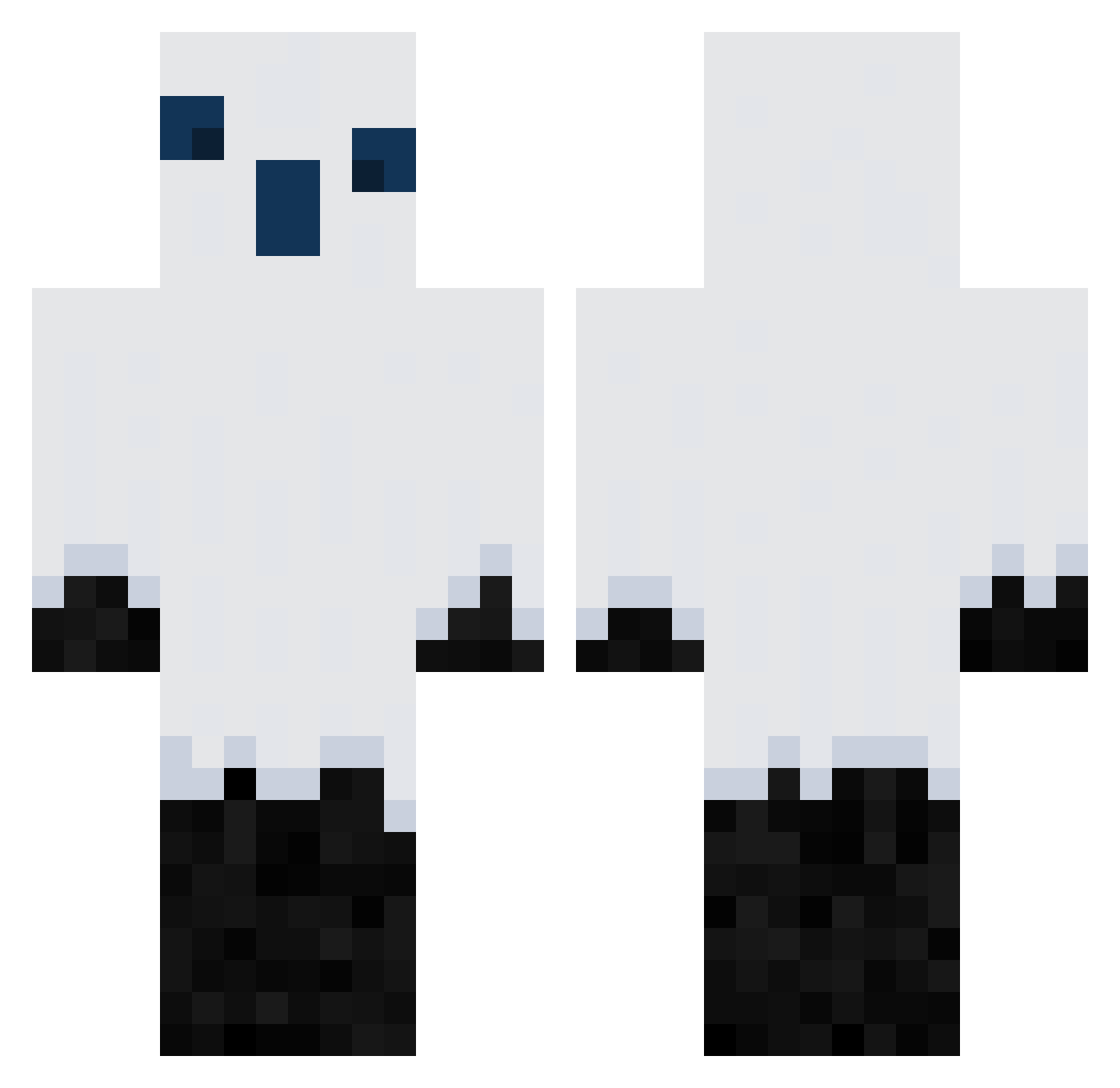 ERR0R1 Minecraft skin, front and back view