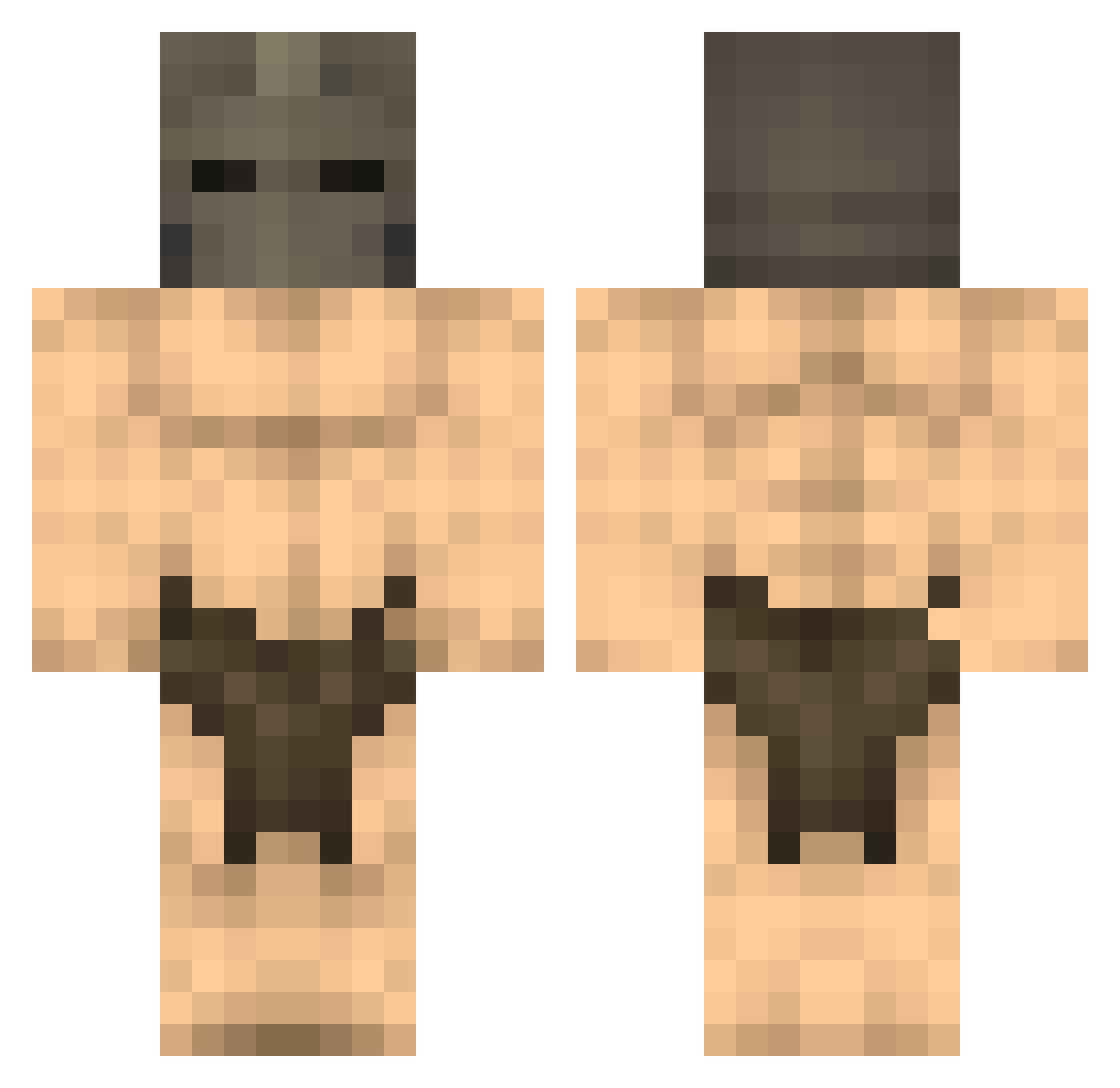 Piiinooo Minecraft skin, front and back view