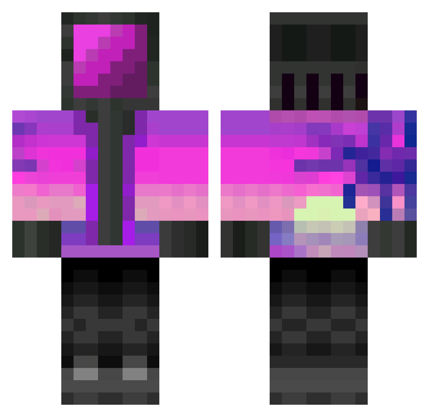 NexnaNet Minecraft skin, front and back view