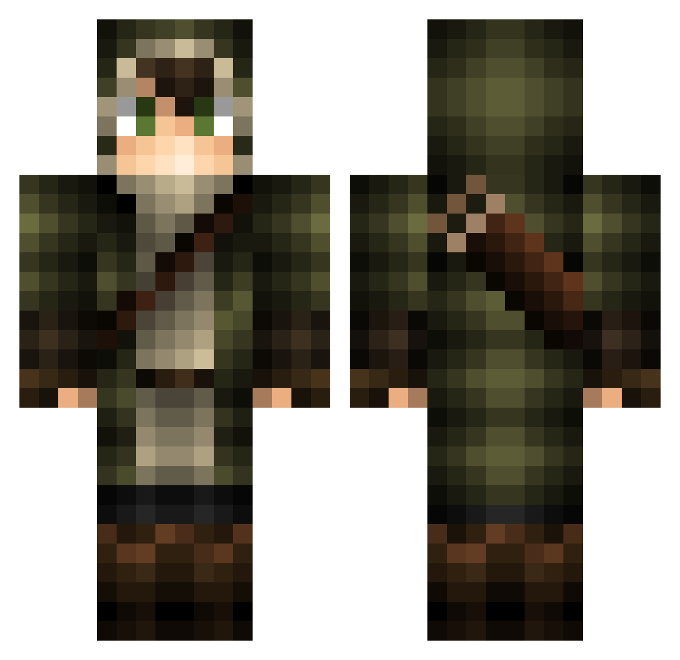 Yok8747 Minecraft skin, front and back view