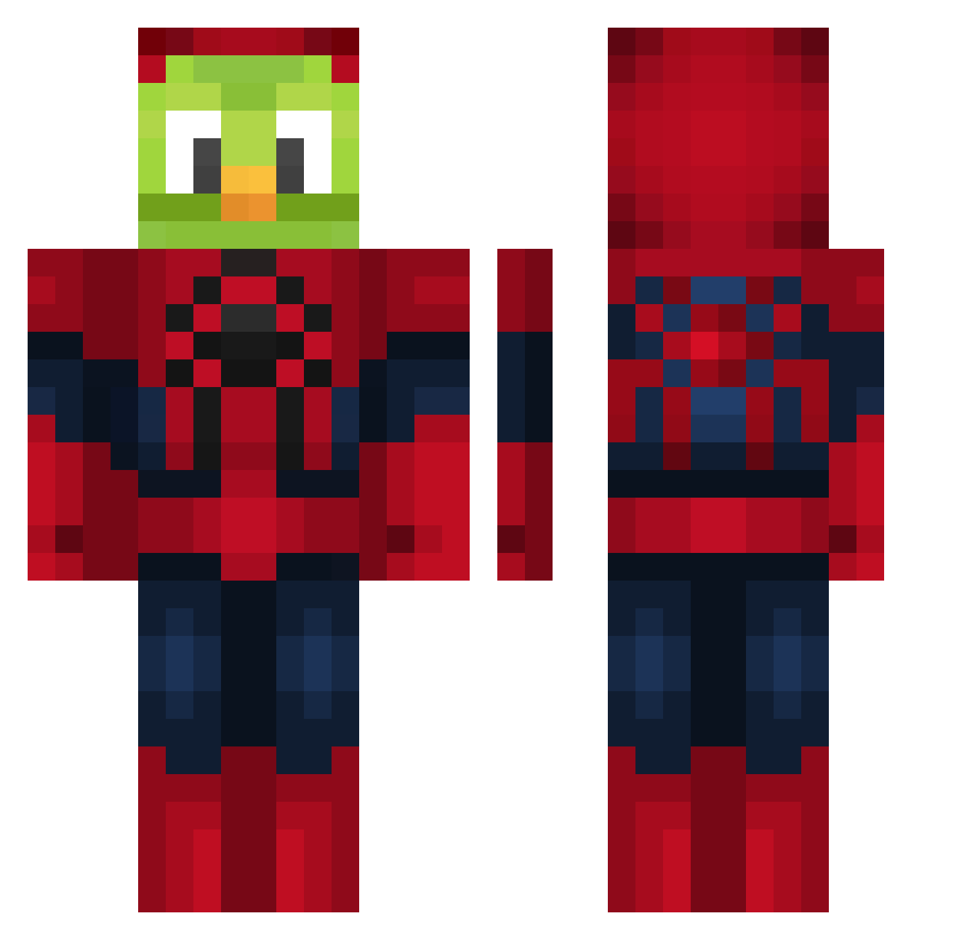 ravenoguzalp Minecraft skin, front and back view