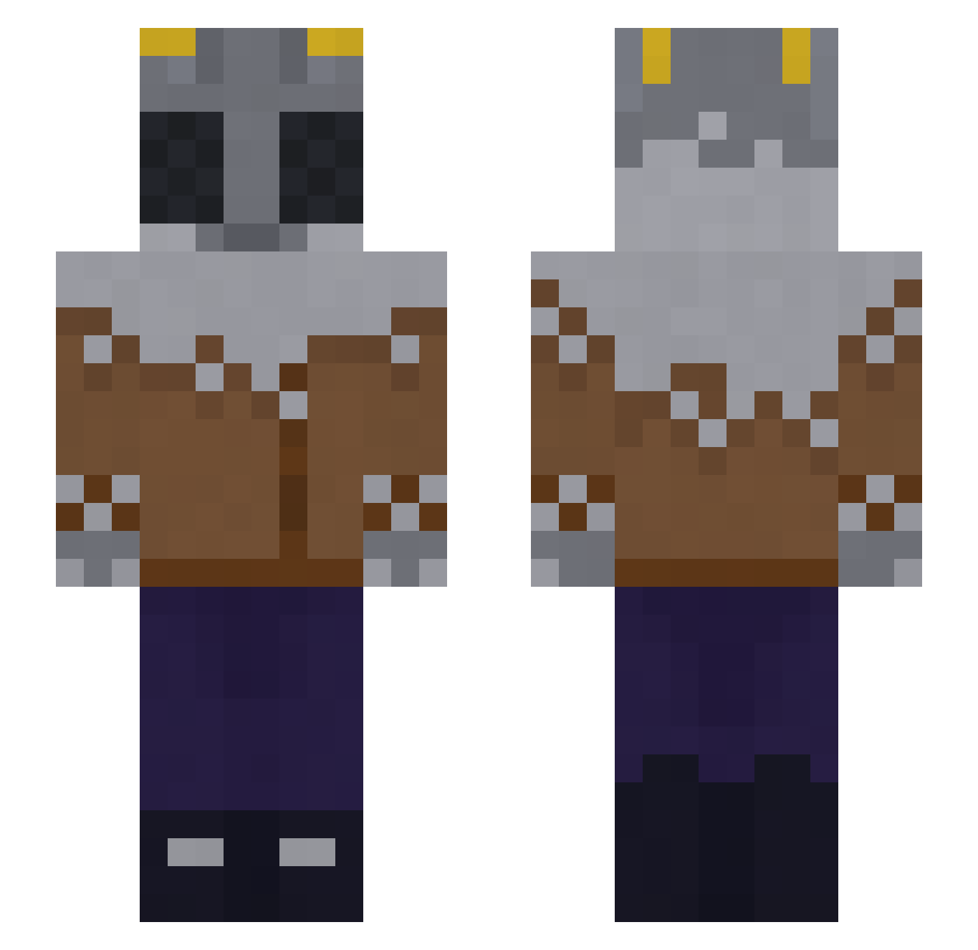 Greggje Minecraft skin, front and back view