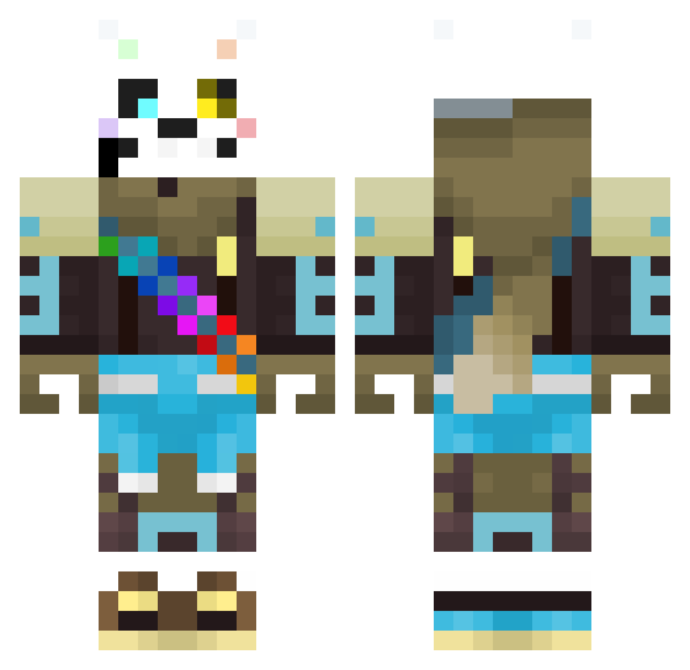 Evomalisse Minecraft skin, front and back view