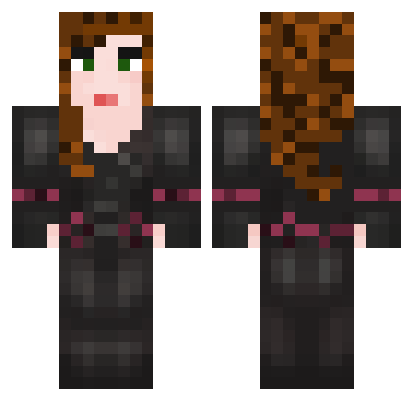 Elva Minecraft skin, front and back view