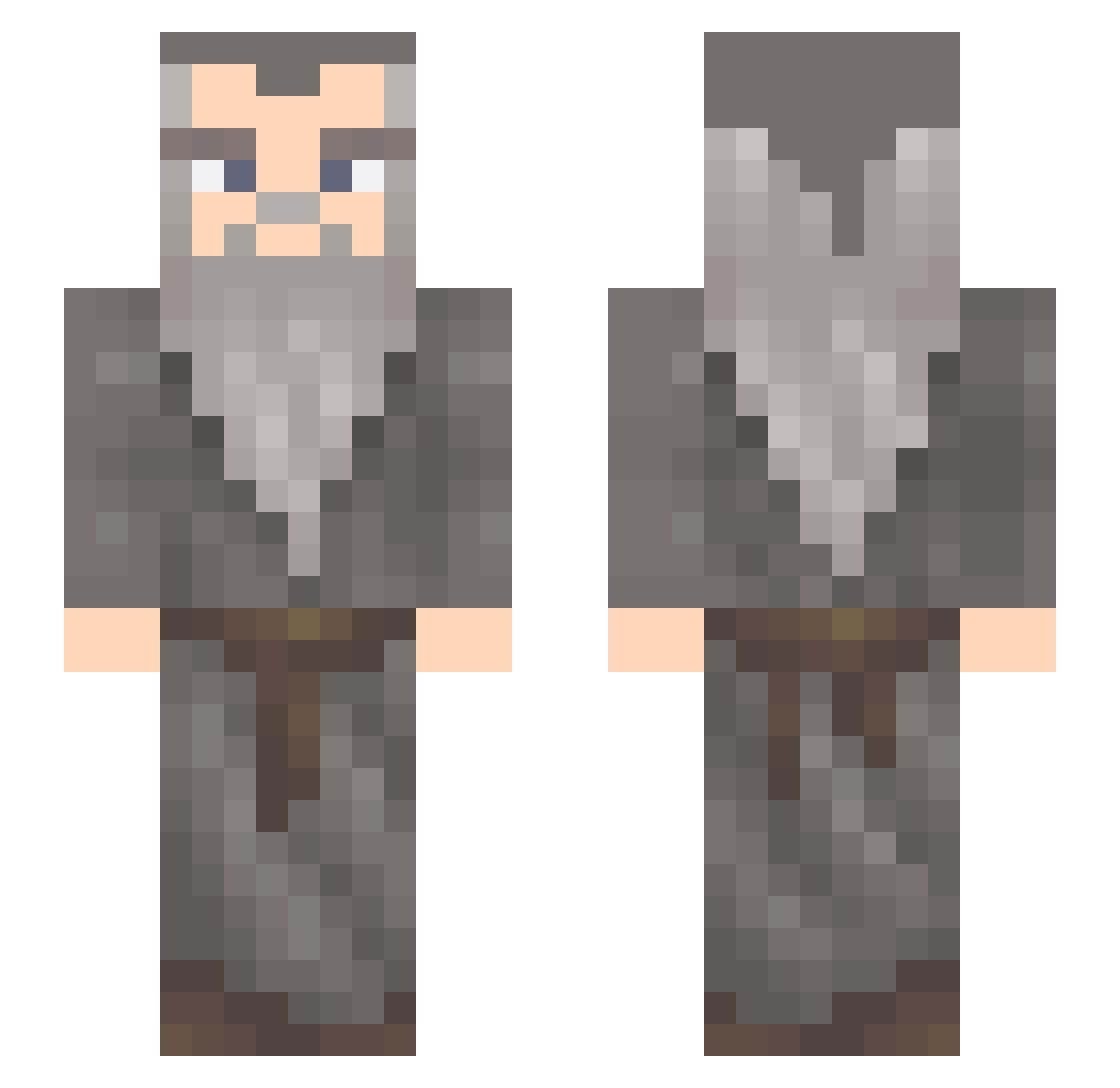 Gragezeichen Minecraft skin, front and back view