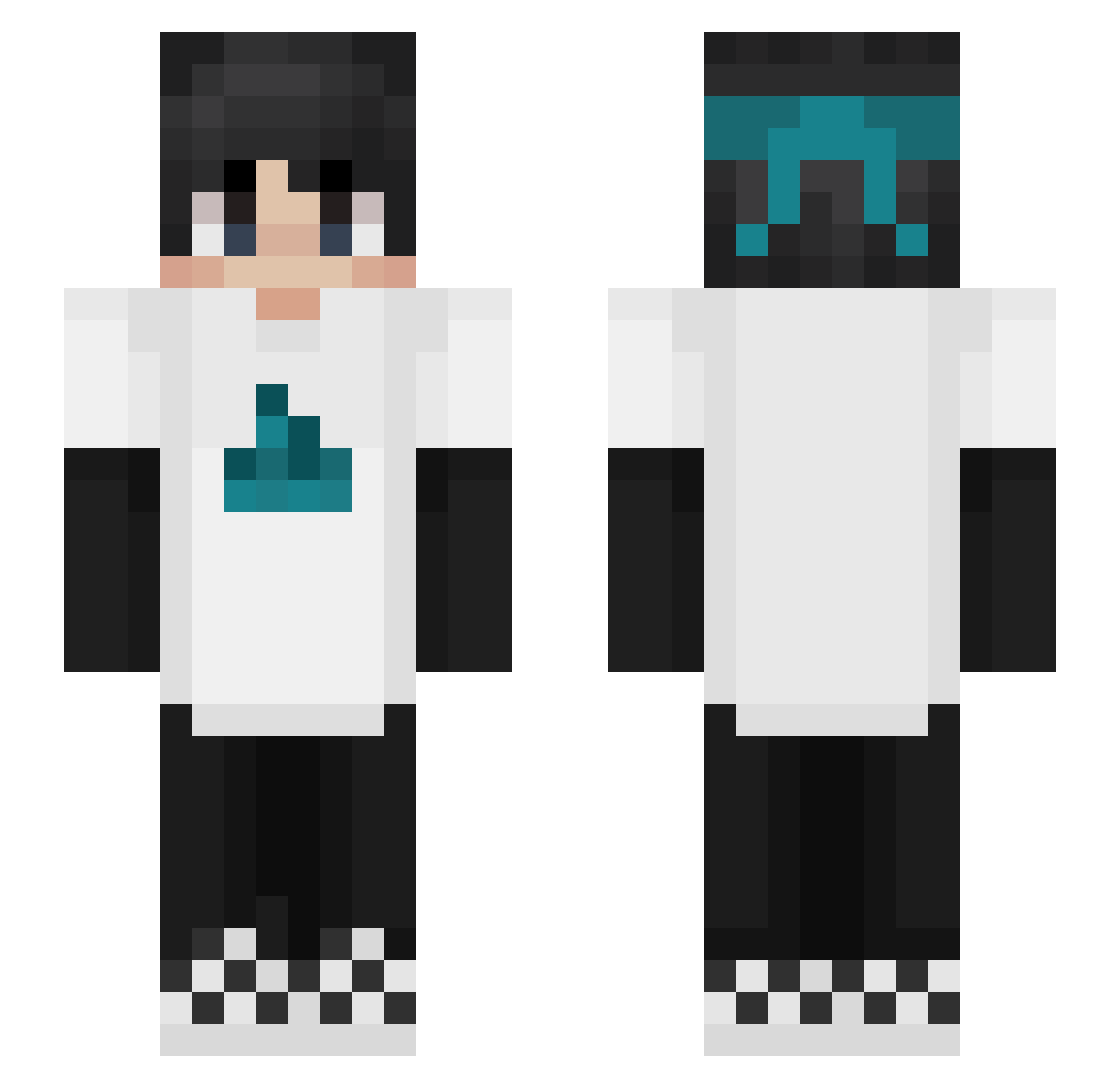Sebxht1 Minecraft skin, front and back view