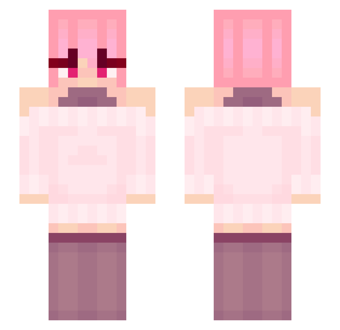 QueemContent Minecraft skin, front and back view