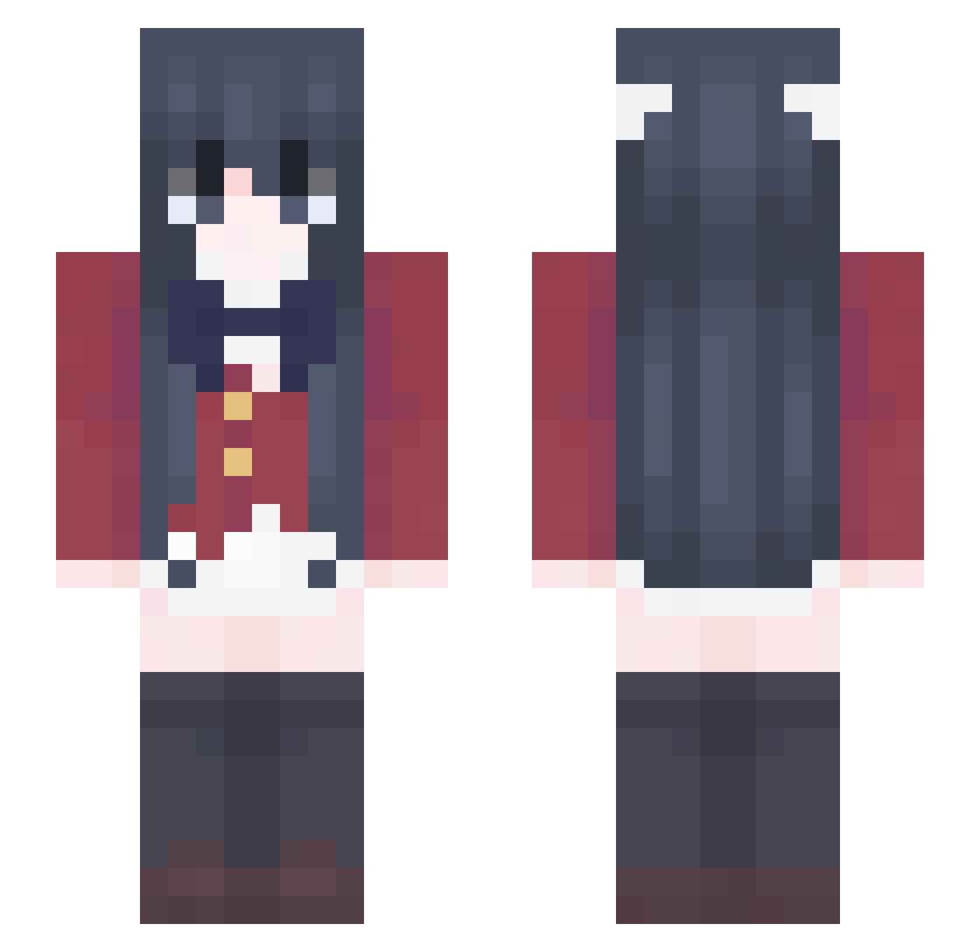 PrincessQuiny Minecraft skin, front and back view