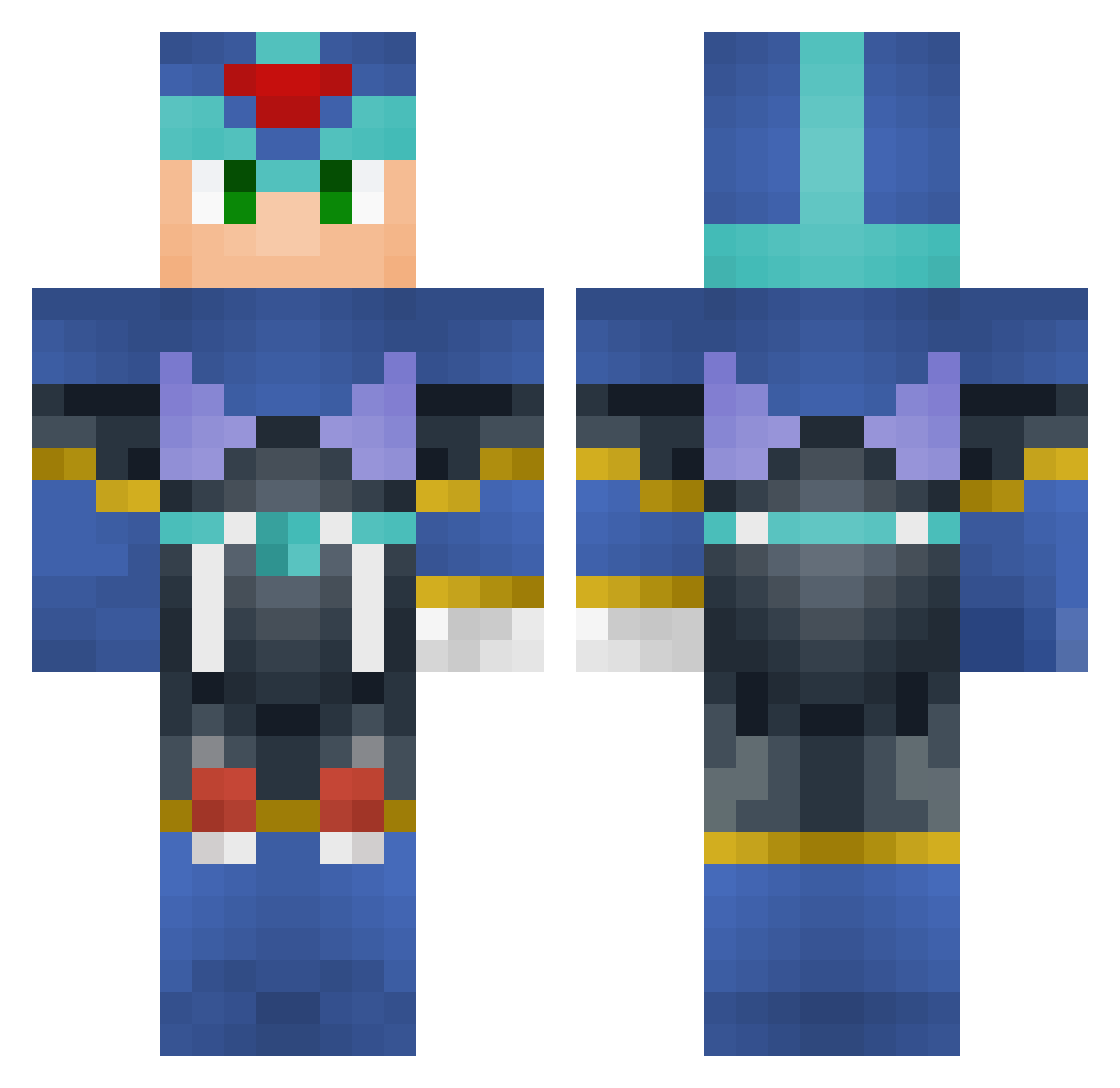 MegahogX Minecraft skin, front and back view