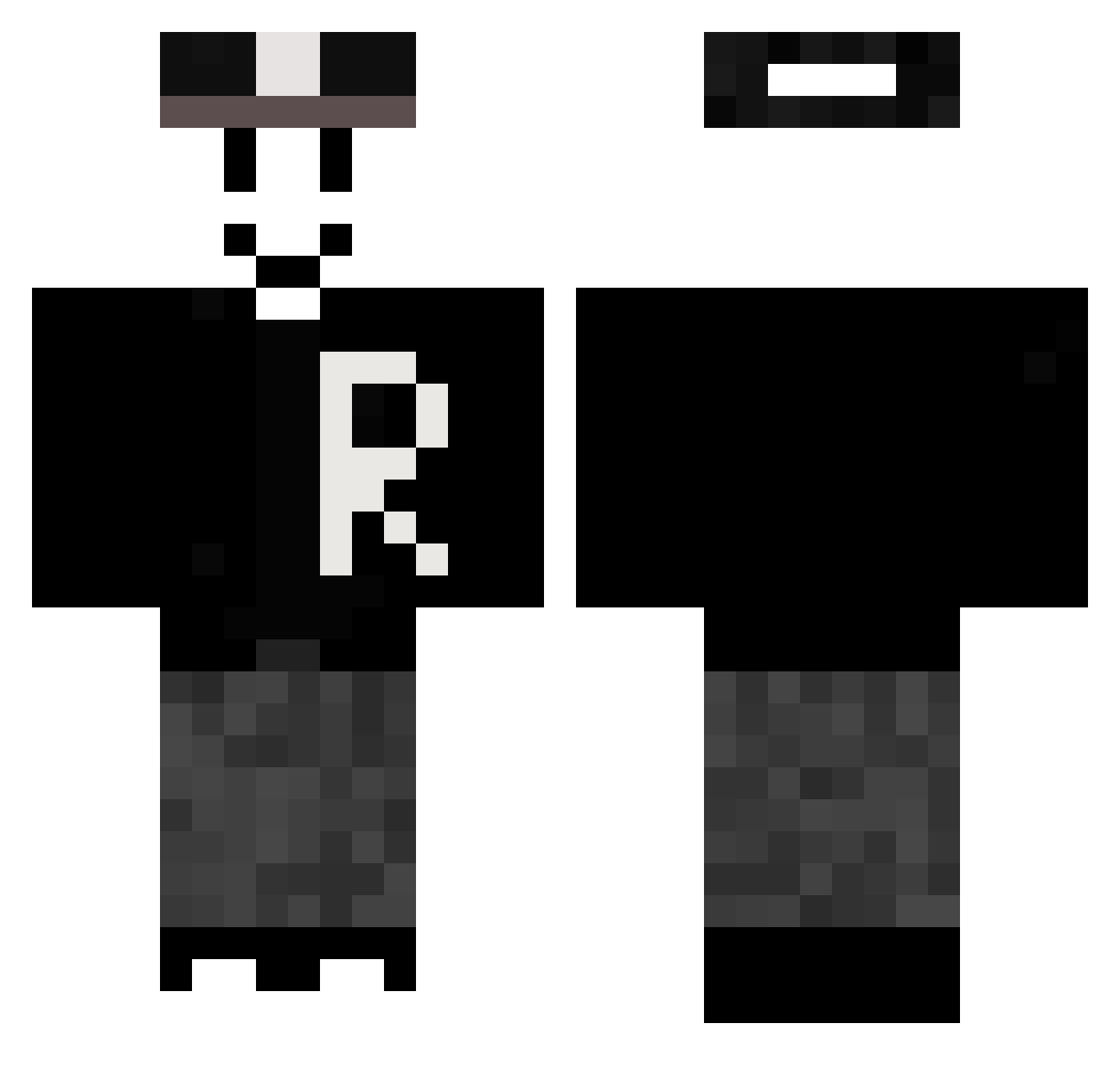 PotatoShaker Minecraft skin, front and back view