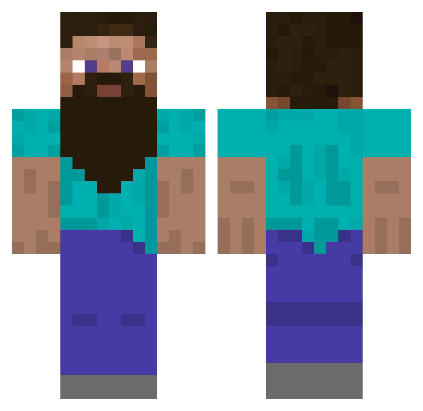 UncleBrandino Minecraft skin, front and back view