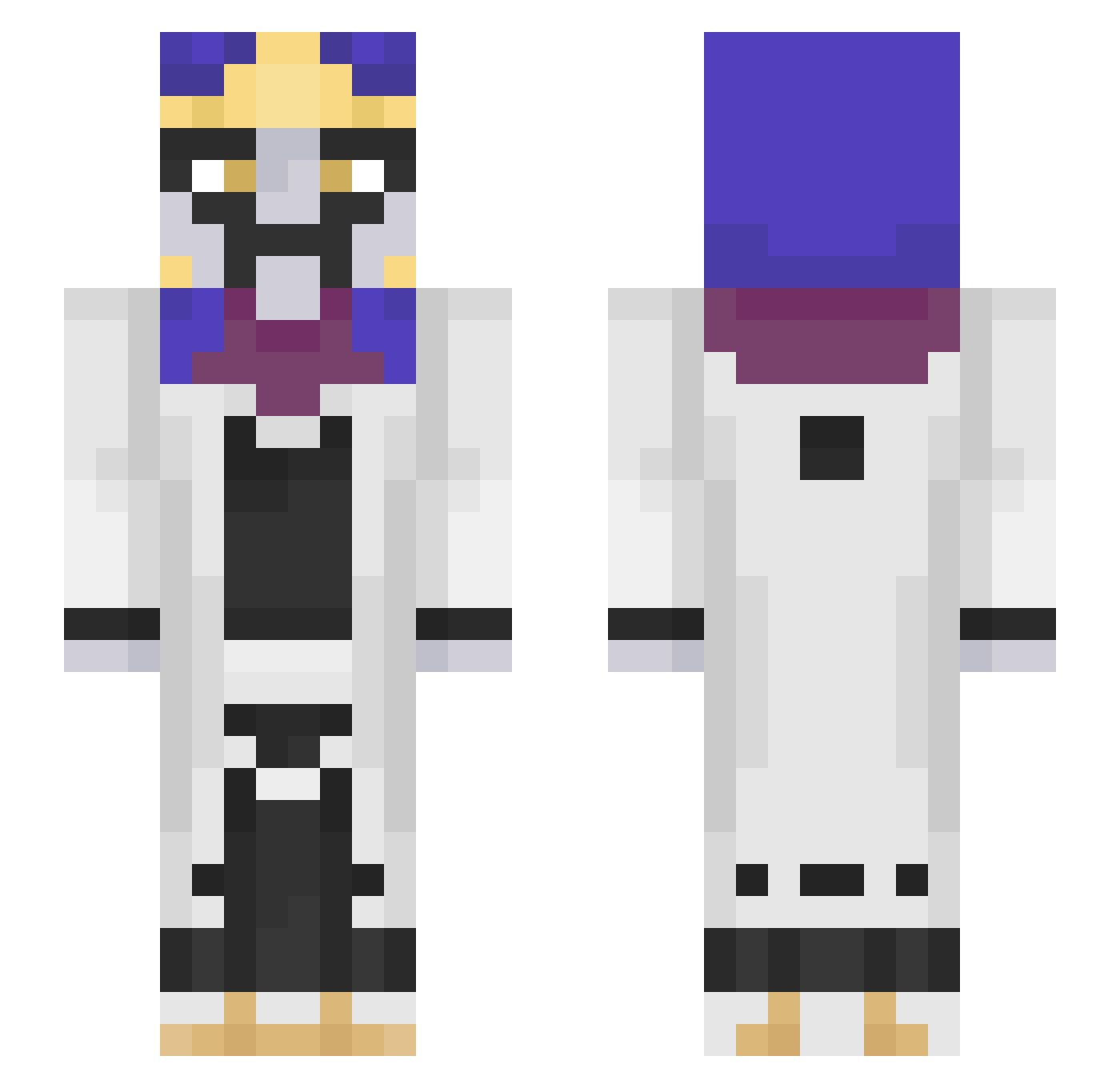 kev0four Minecraft skin, front and back view