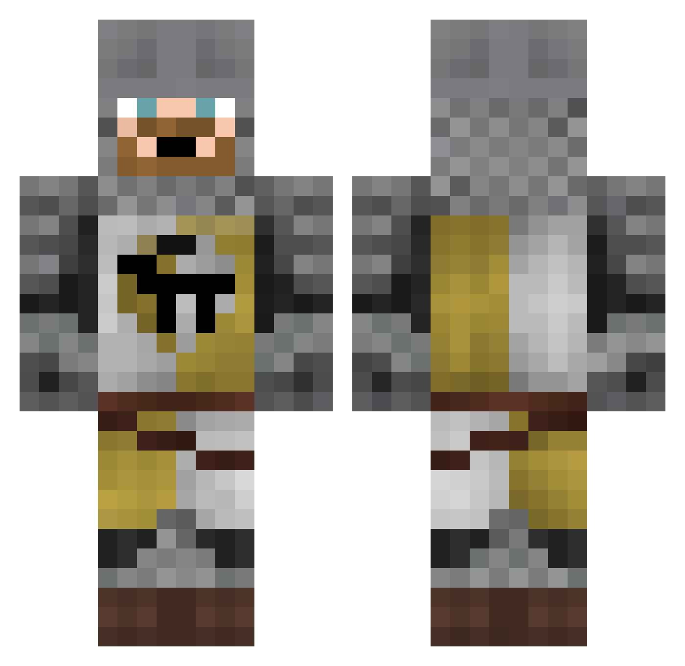 samovar Minecraft skin, front and back view