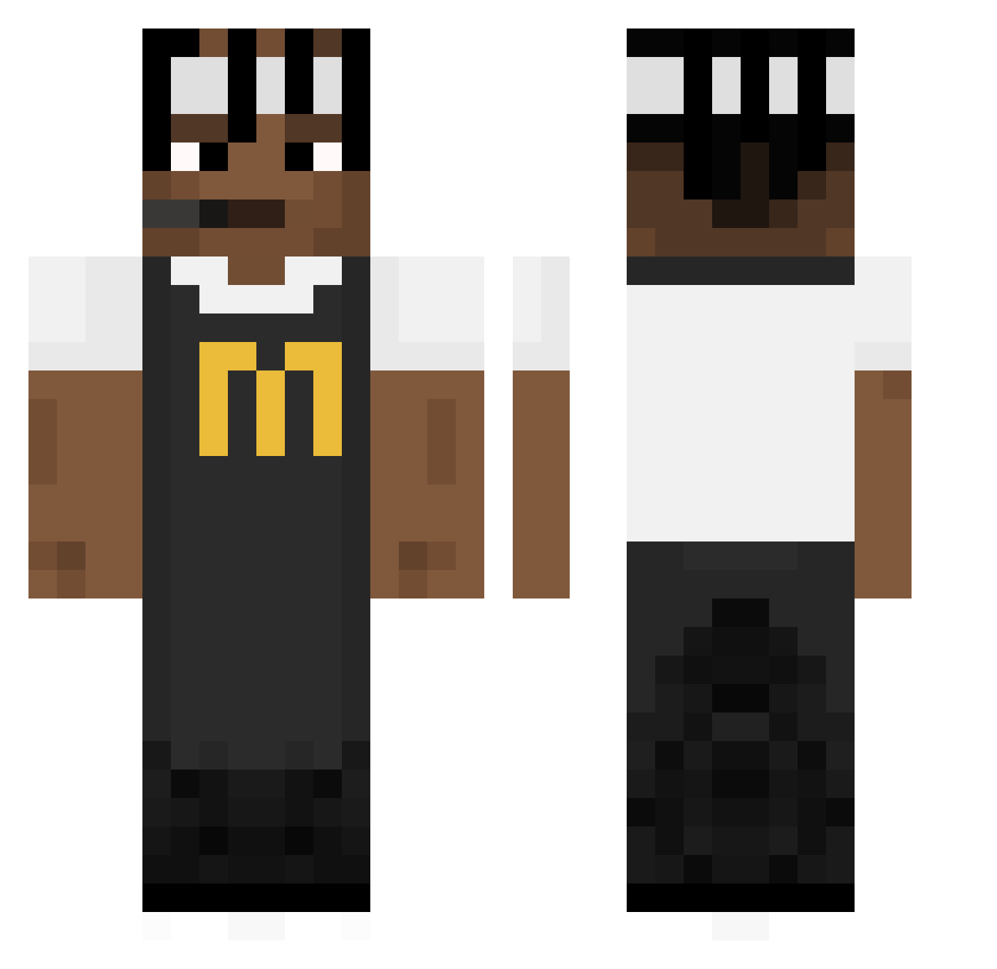 NotHighze Minecraft skin, front and back view