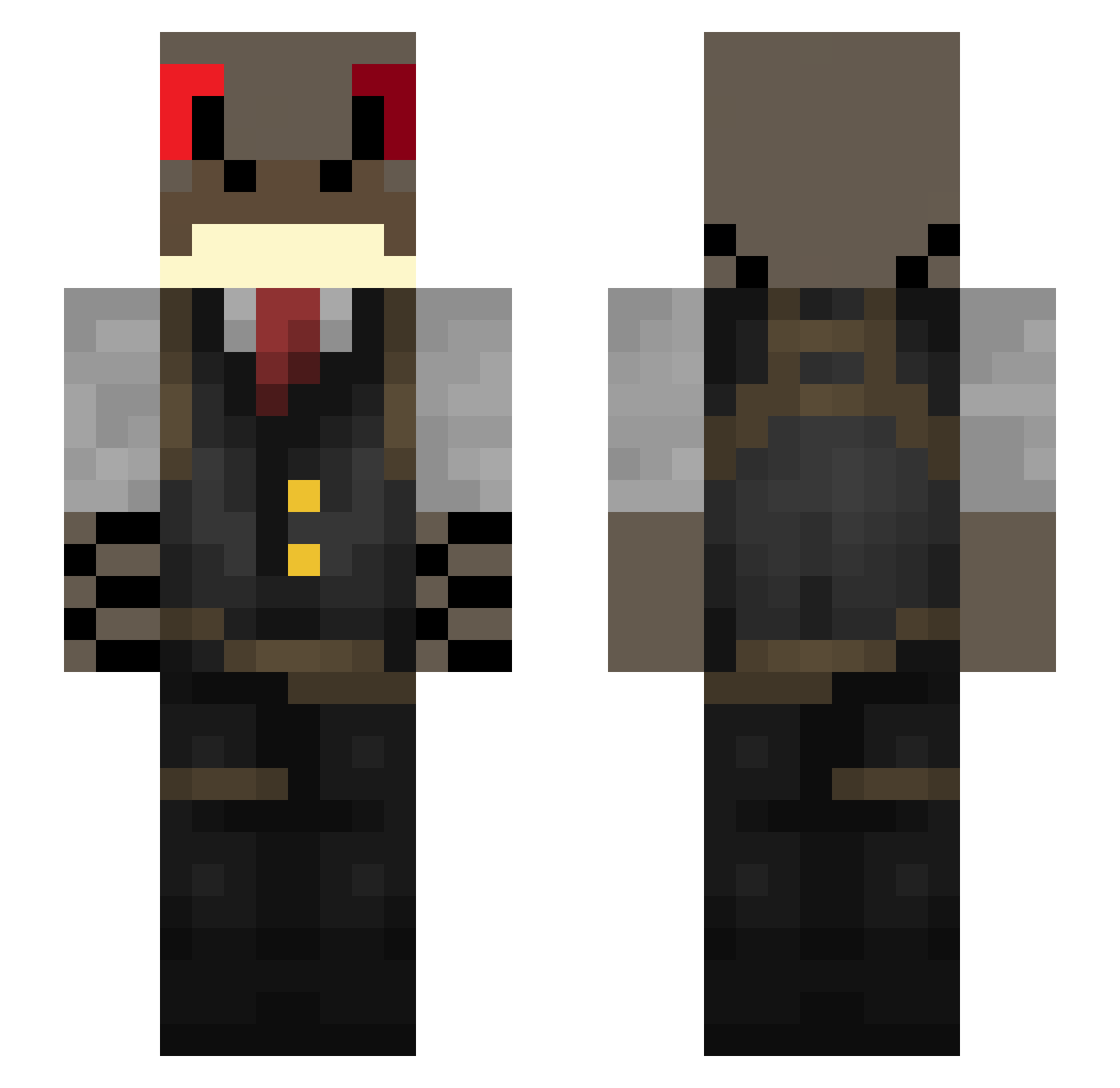 Snakematt Minecraft skin, front and back view