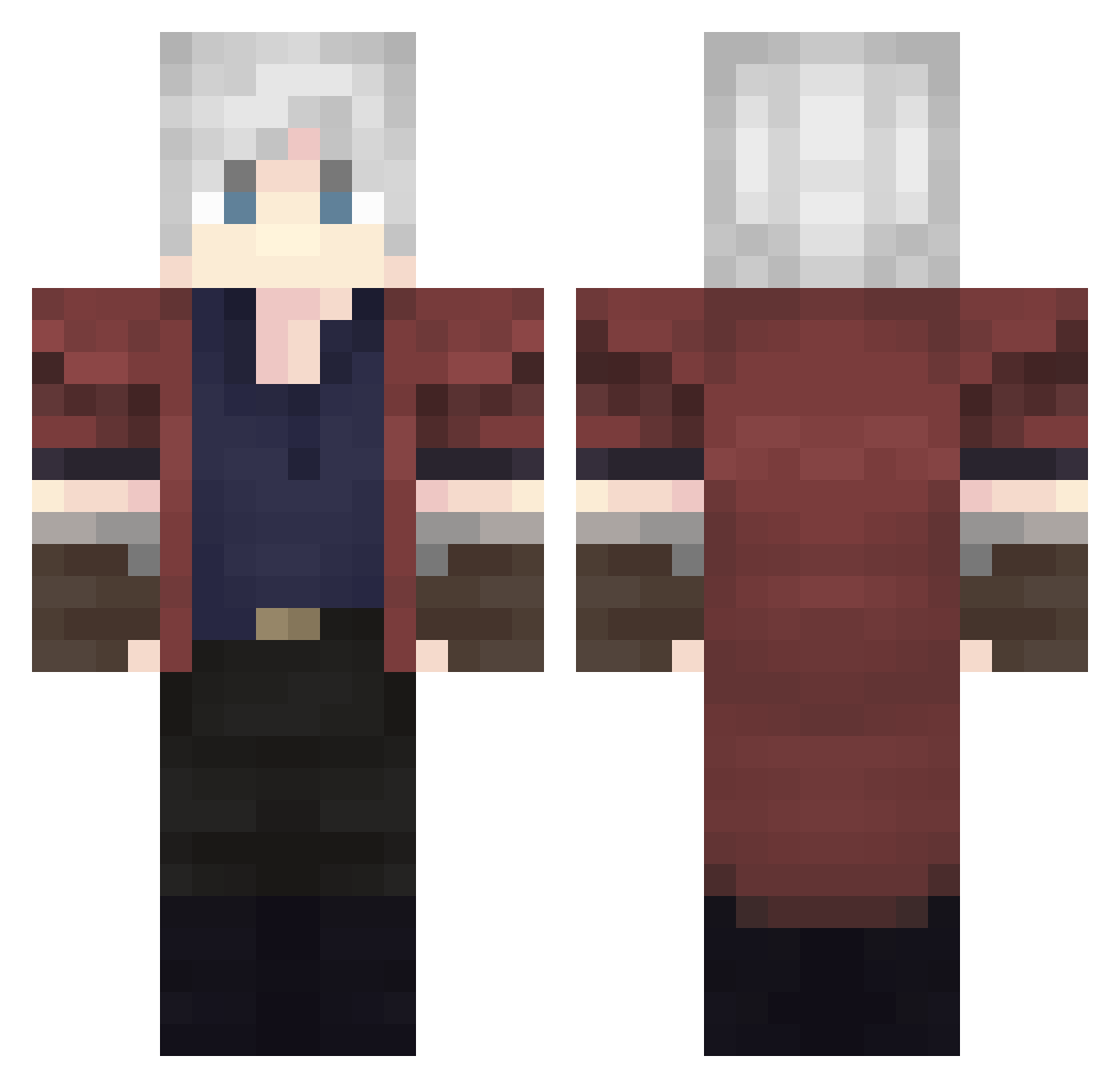 Writeable Minecraft skin, front and back view