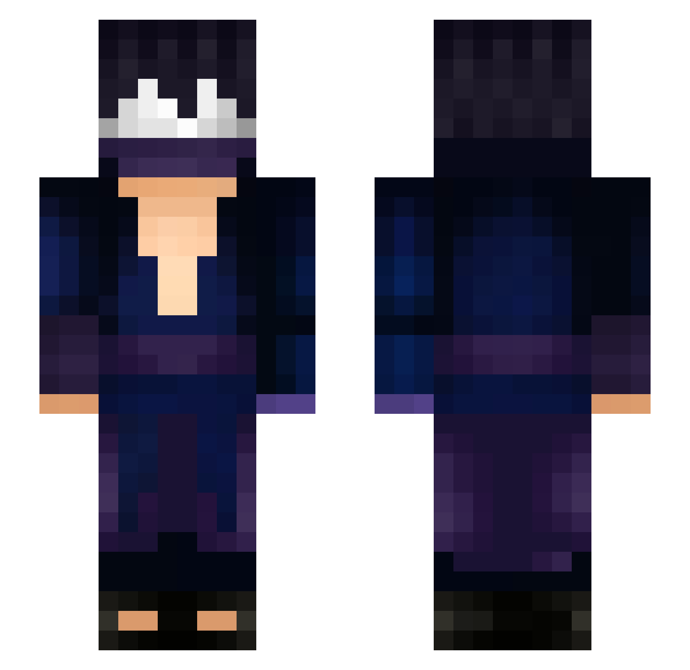 vSasuke Minecraft skin, front and back view