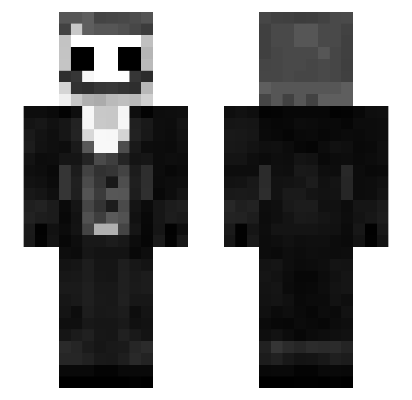 DefaultRegedit Minecraft skin, front and back view