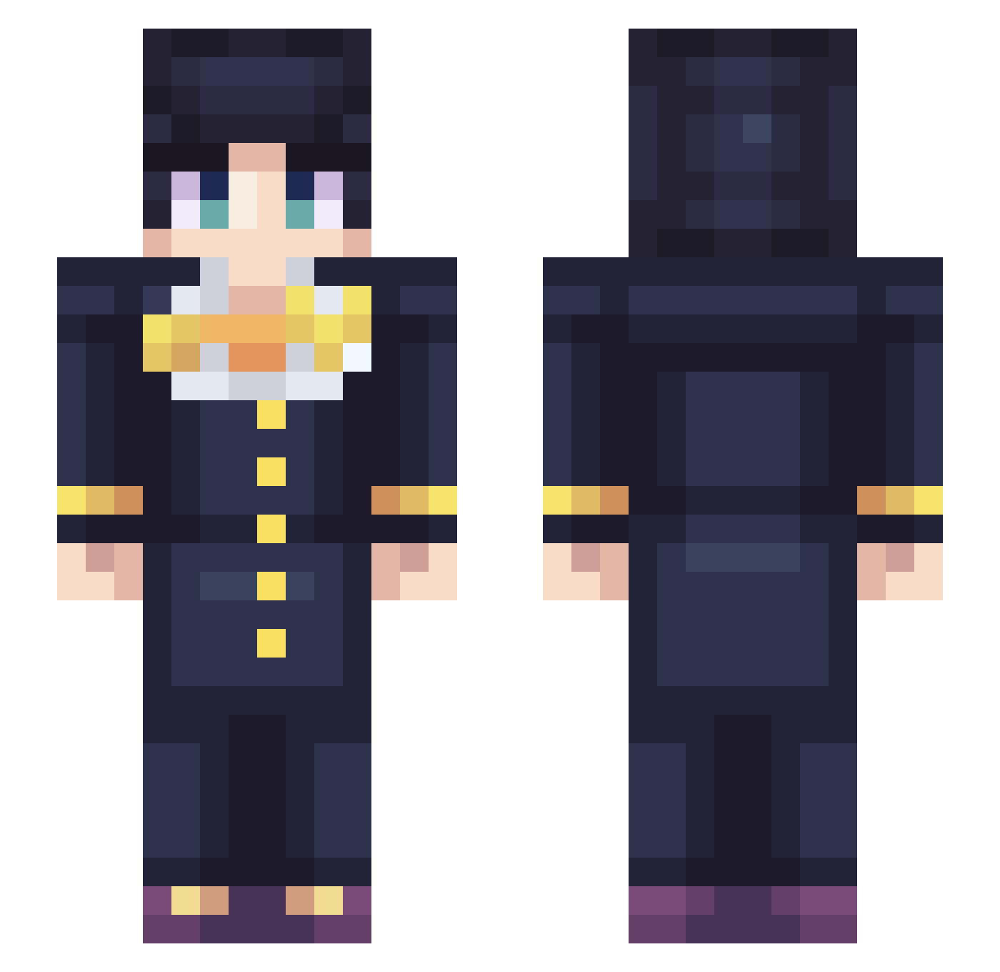 cliquy Minecraft skin, front and back view