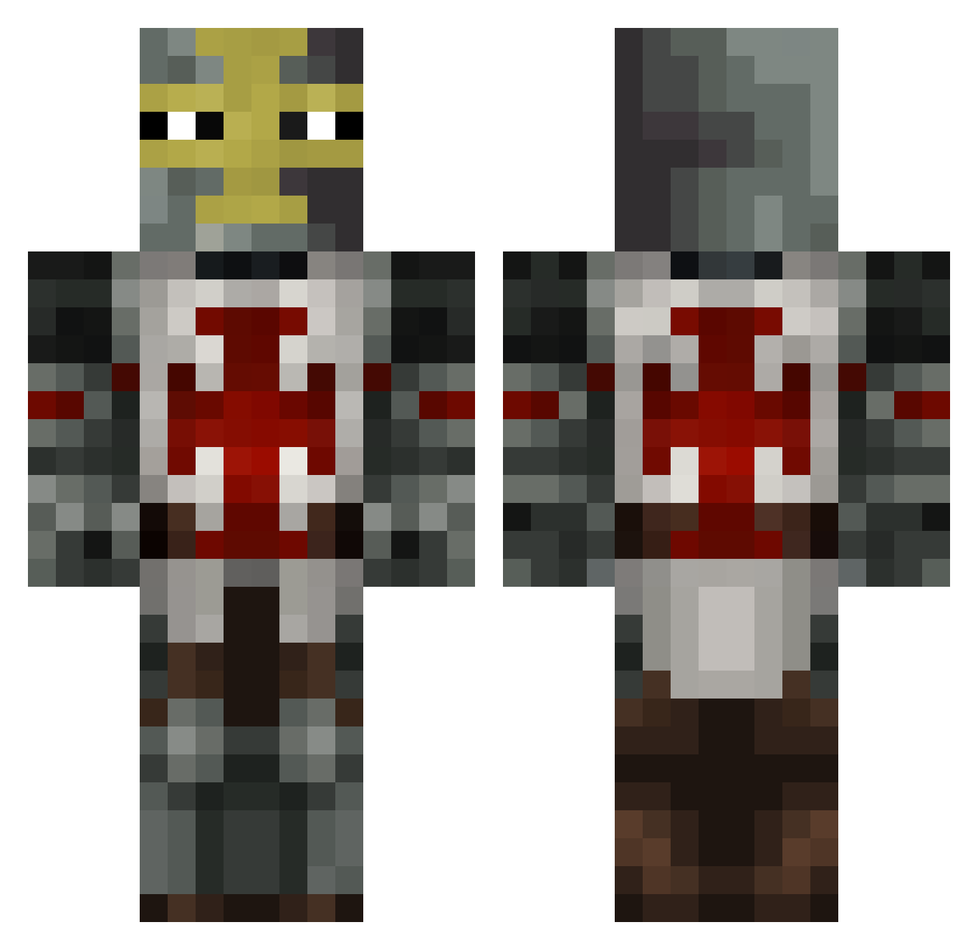 tomich Minecraft skin, front and back view