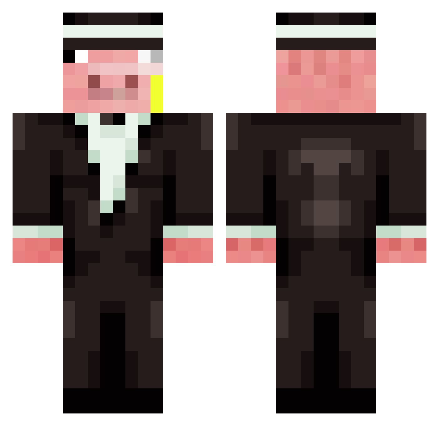 sebiTrash Minecraft skin, front and back view