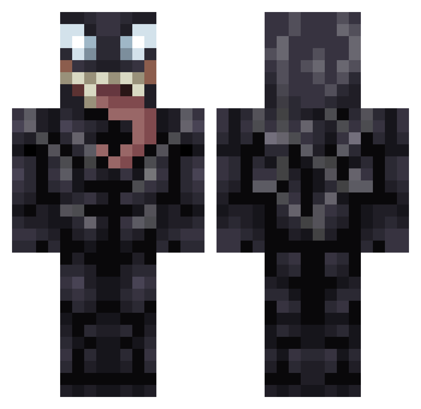 PinkyAs Minecraft skin, front and back view