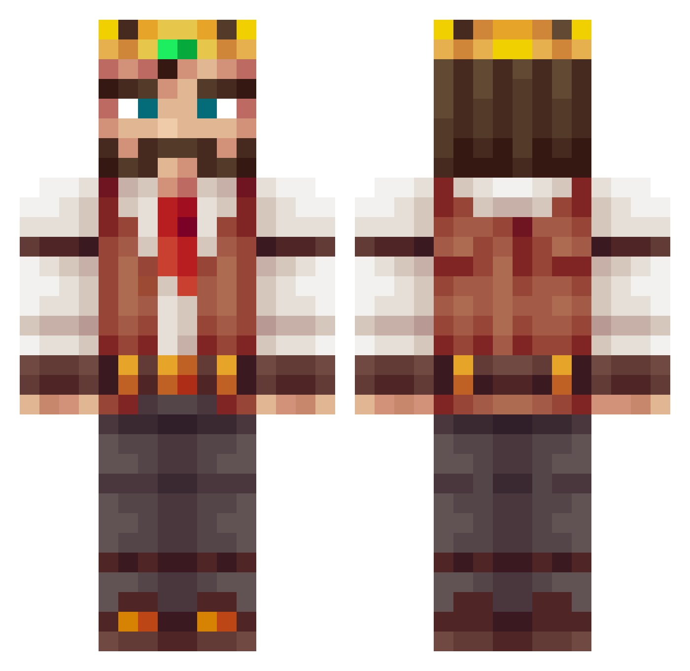 Kingzone Minecraft skin, front and back view