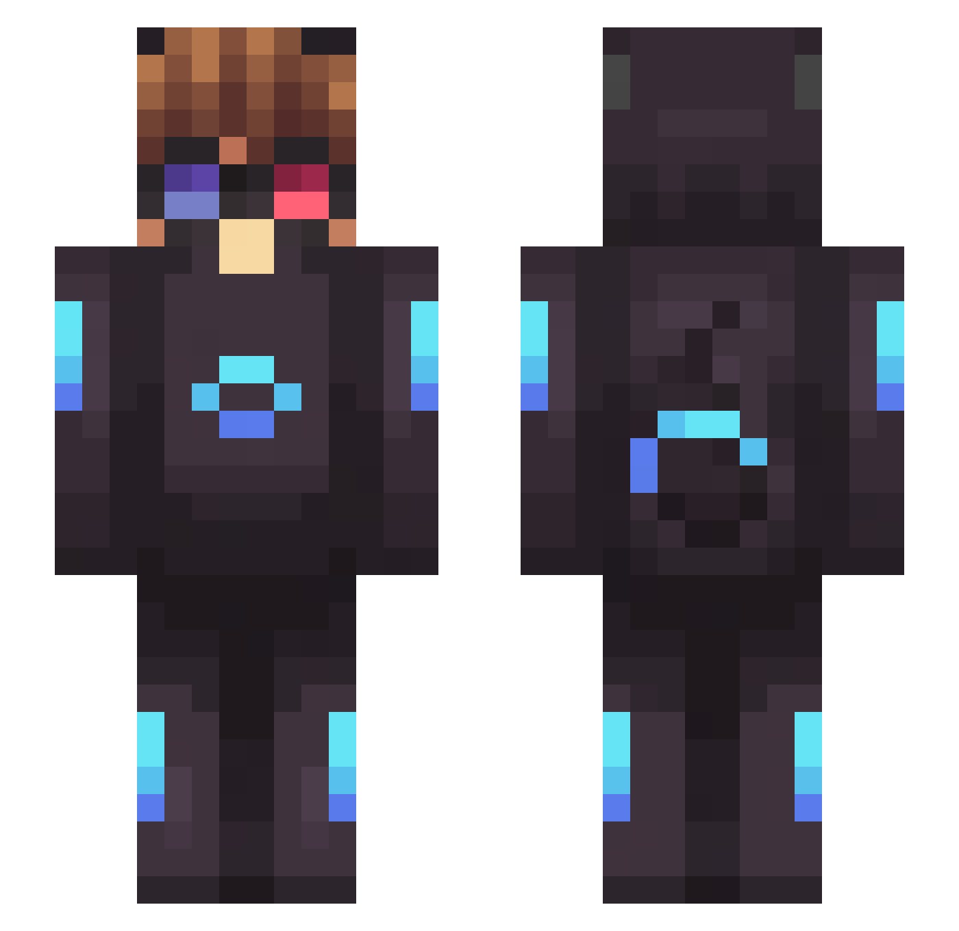 xSunako Minecraft skin, front and back view