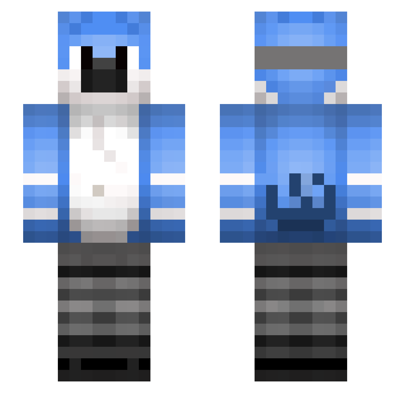 PanaPopz Minecraft skin, front and back view